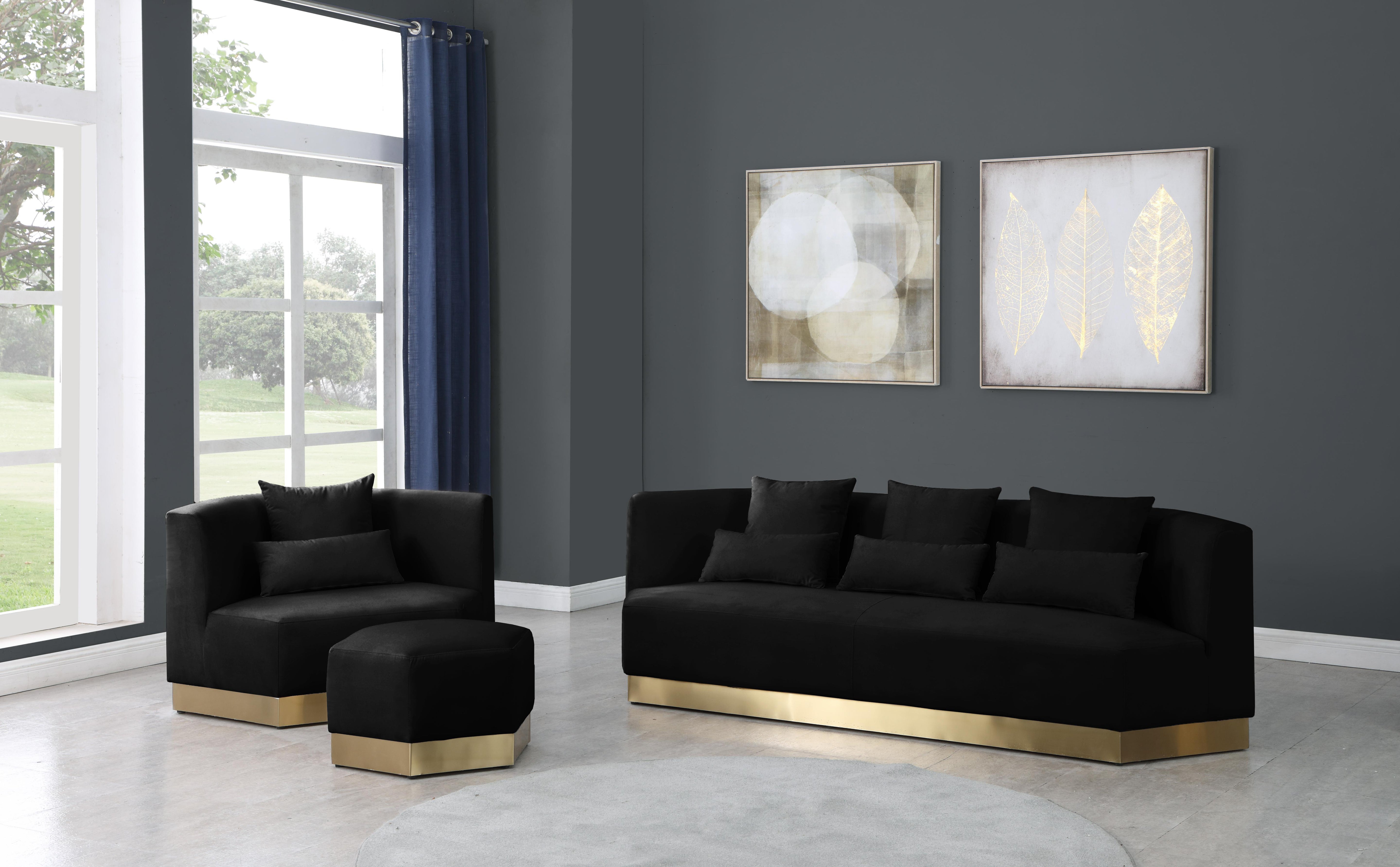 Marquis Black Velvet Sofa - Luxury Home Furniture (MI)