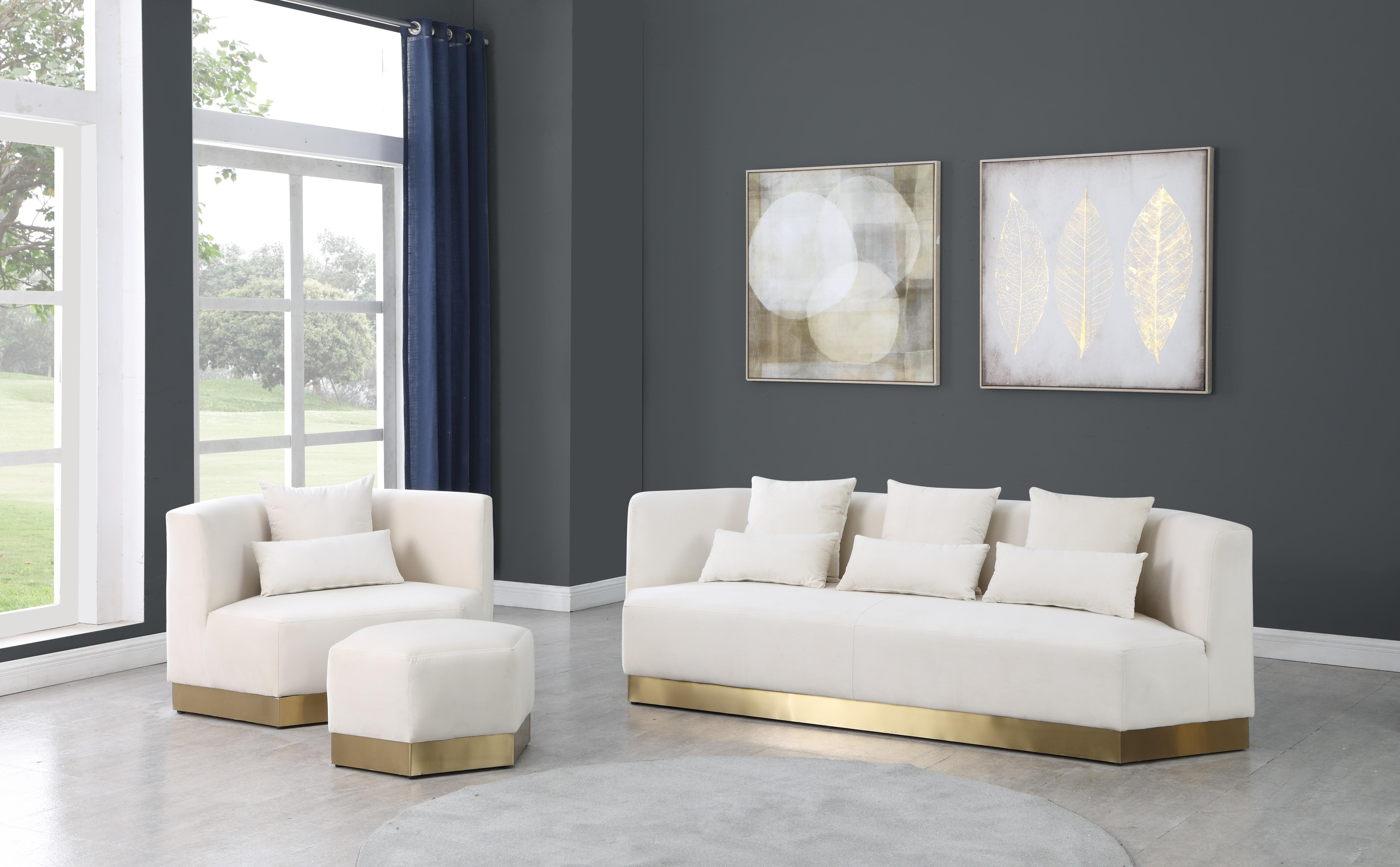 Marquis Cream Velvet Sofa - Luxury Home Furniture (MI)