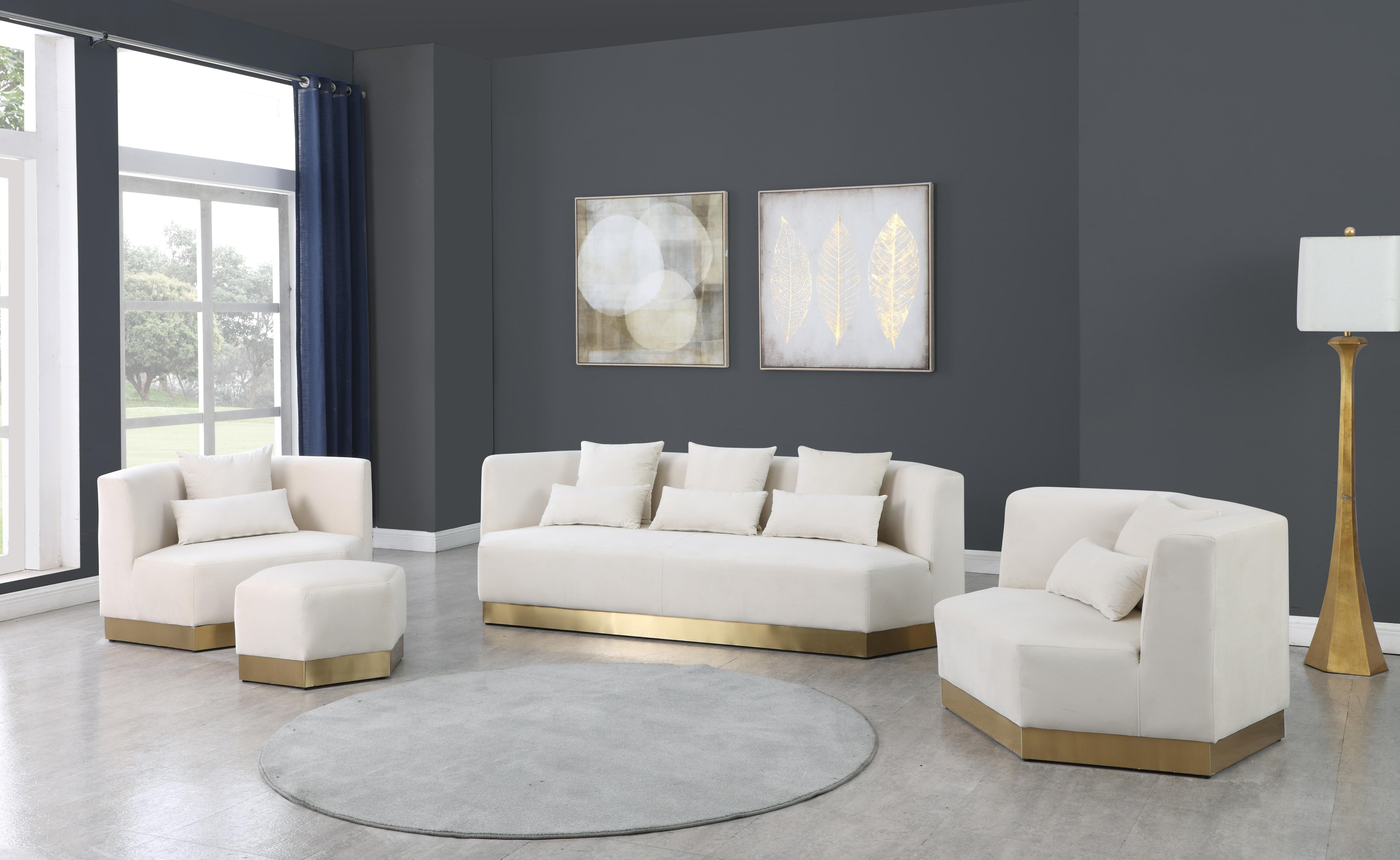 Marquis Cream Velvet Sofa - Luxury Home Furniture (MI)