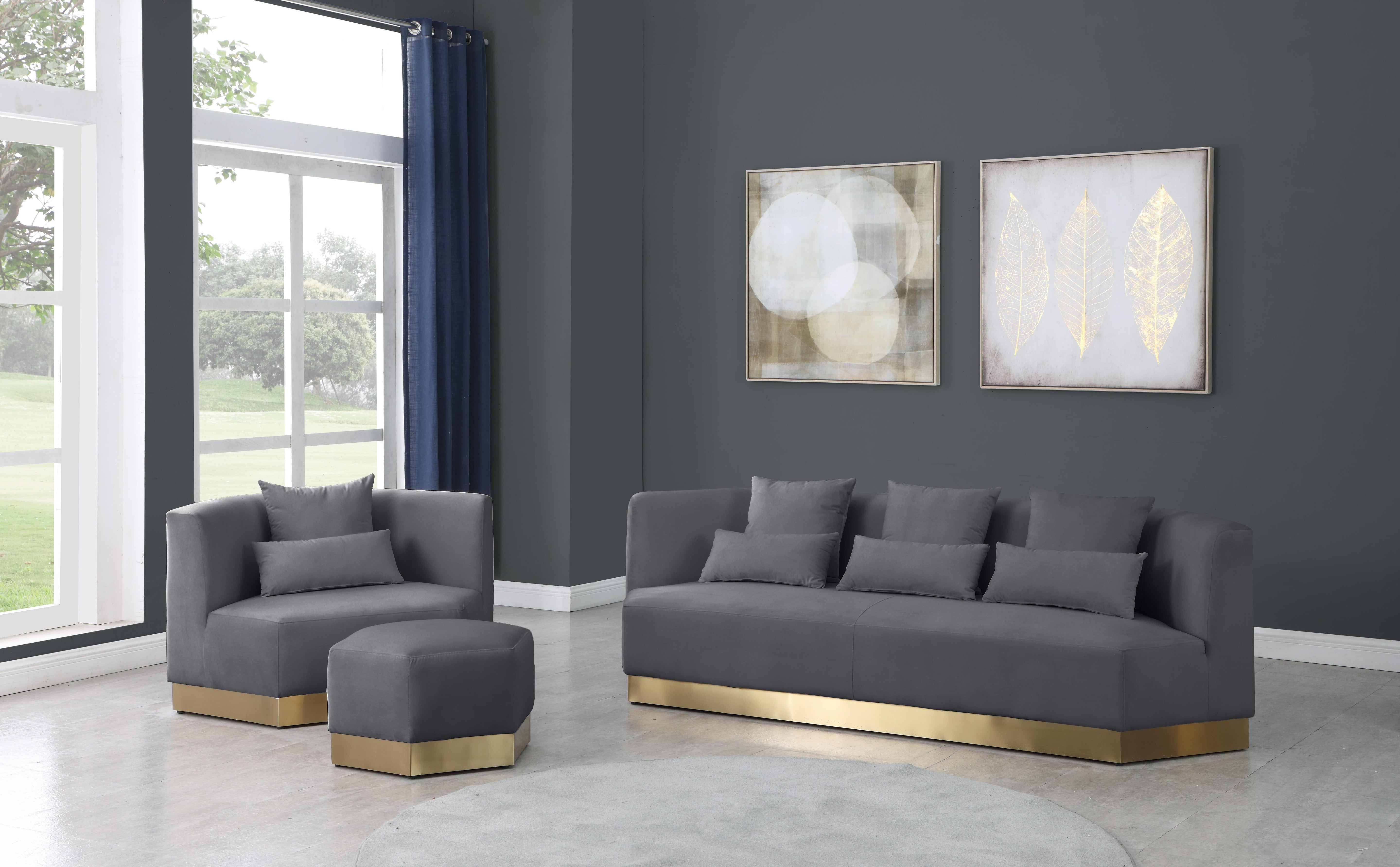 Marquis Grey Velvet Sofa - Luxury Home Furniture (MI)