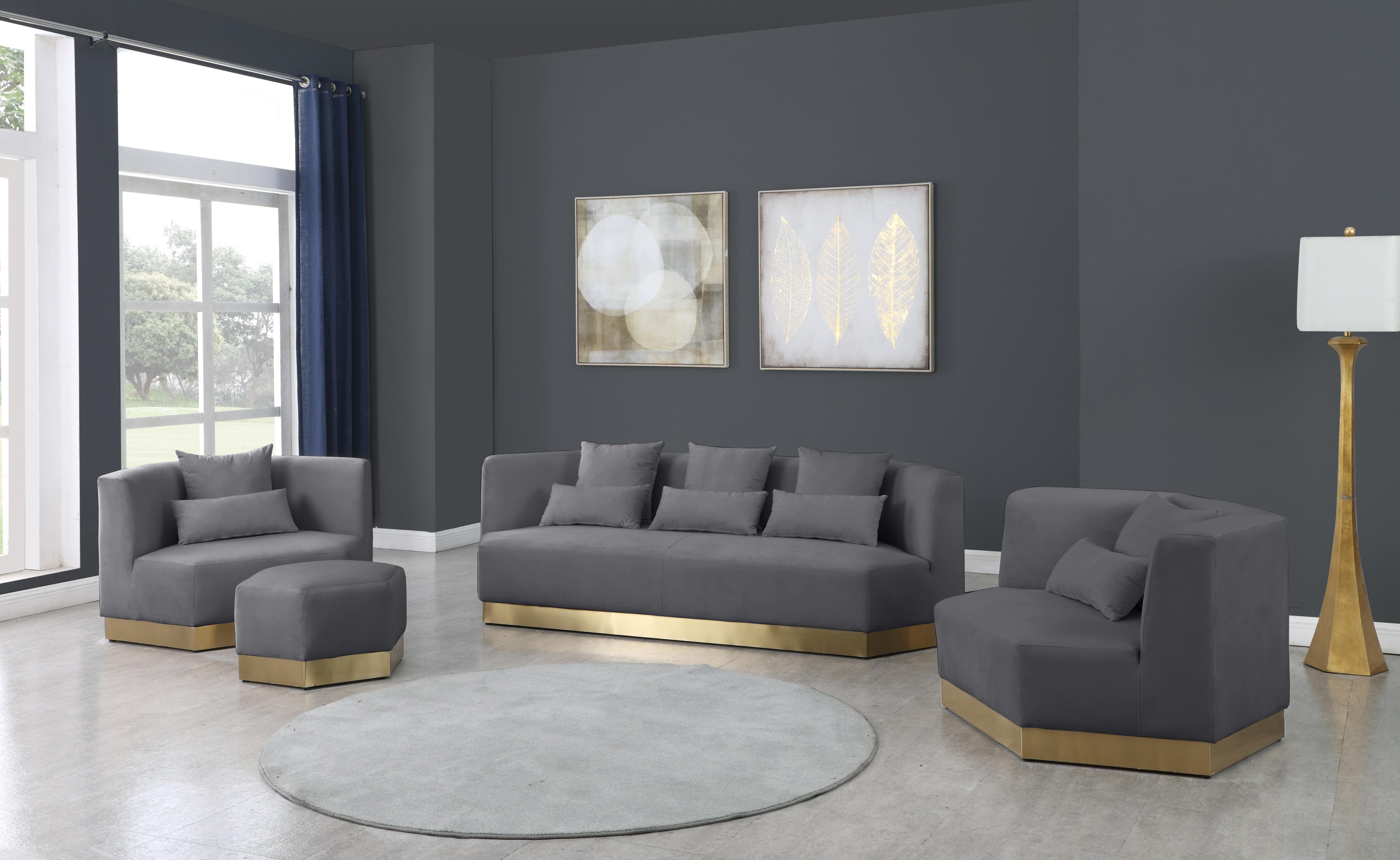 Marquis Grey Velvet Sofa - Luxury Home Furniture (MI)