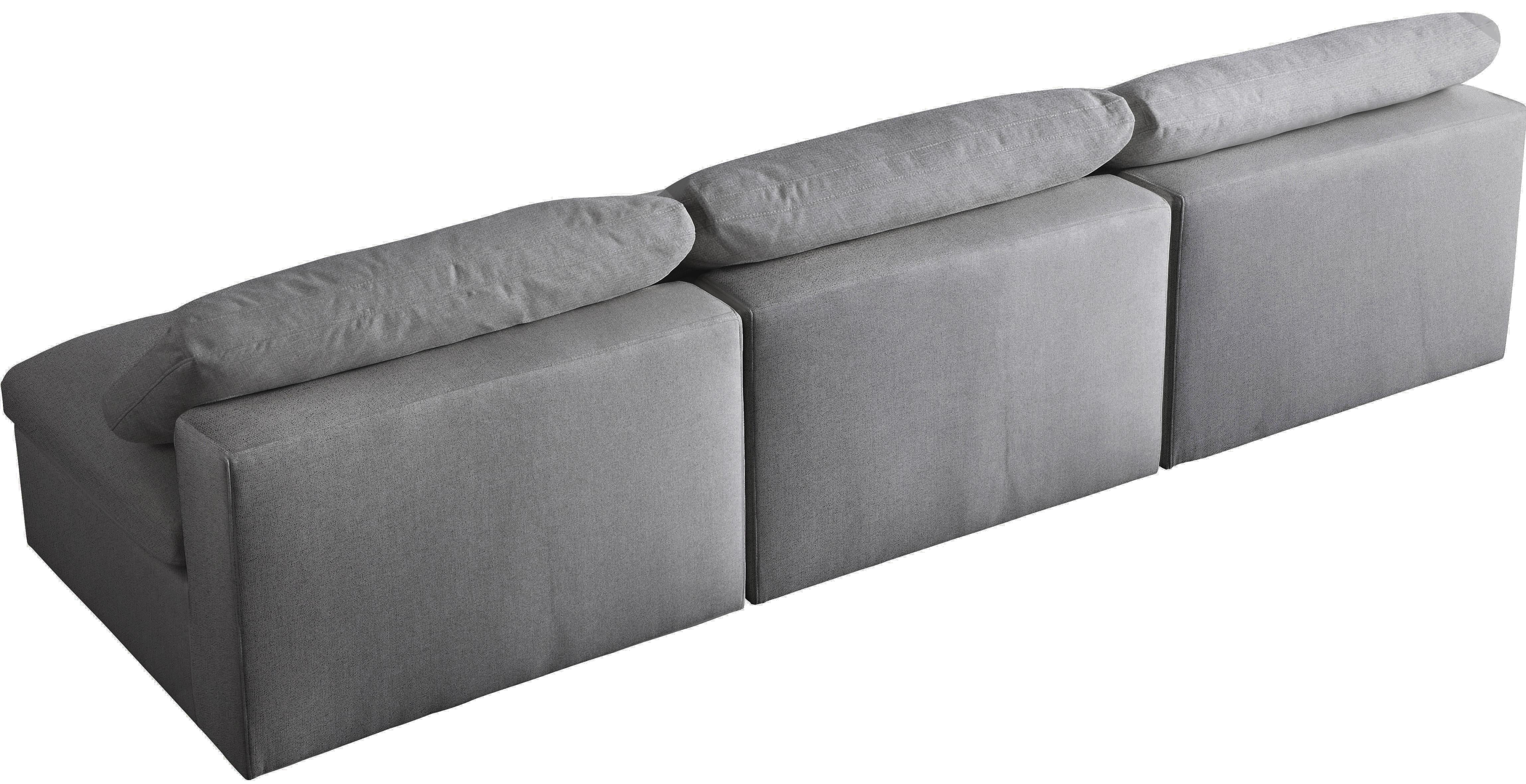 Serene Grey Linen Fabric Deluxe Cloud Modular Armless Sofa