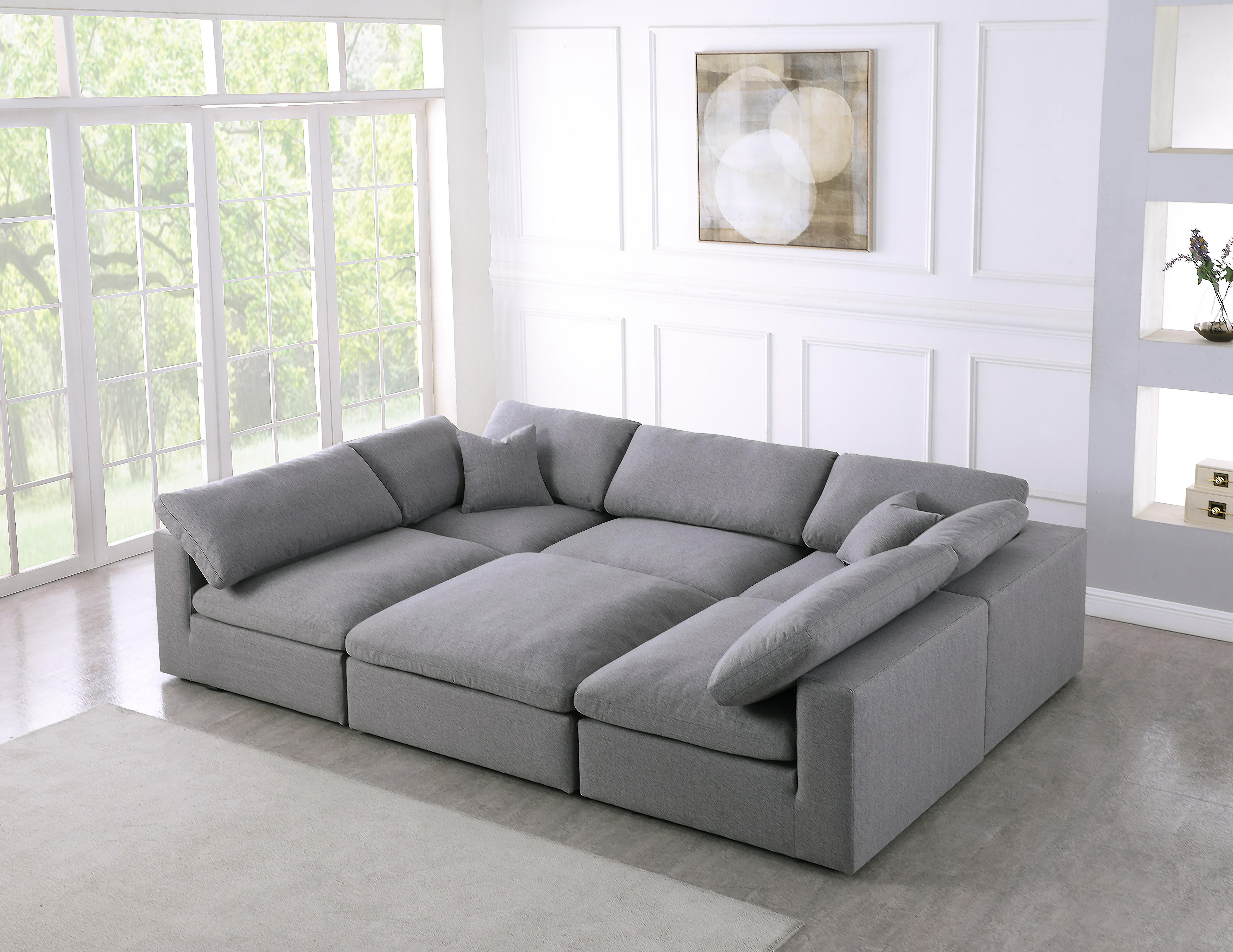 Meridian furniture serene linen deals fabric deluxe cloud modular sofa