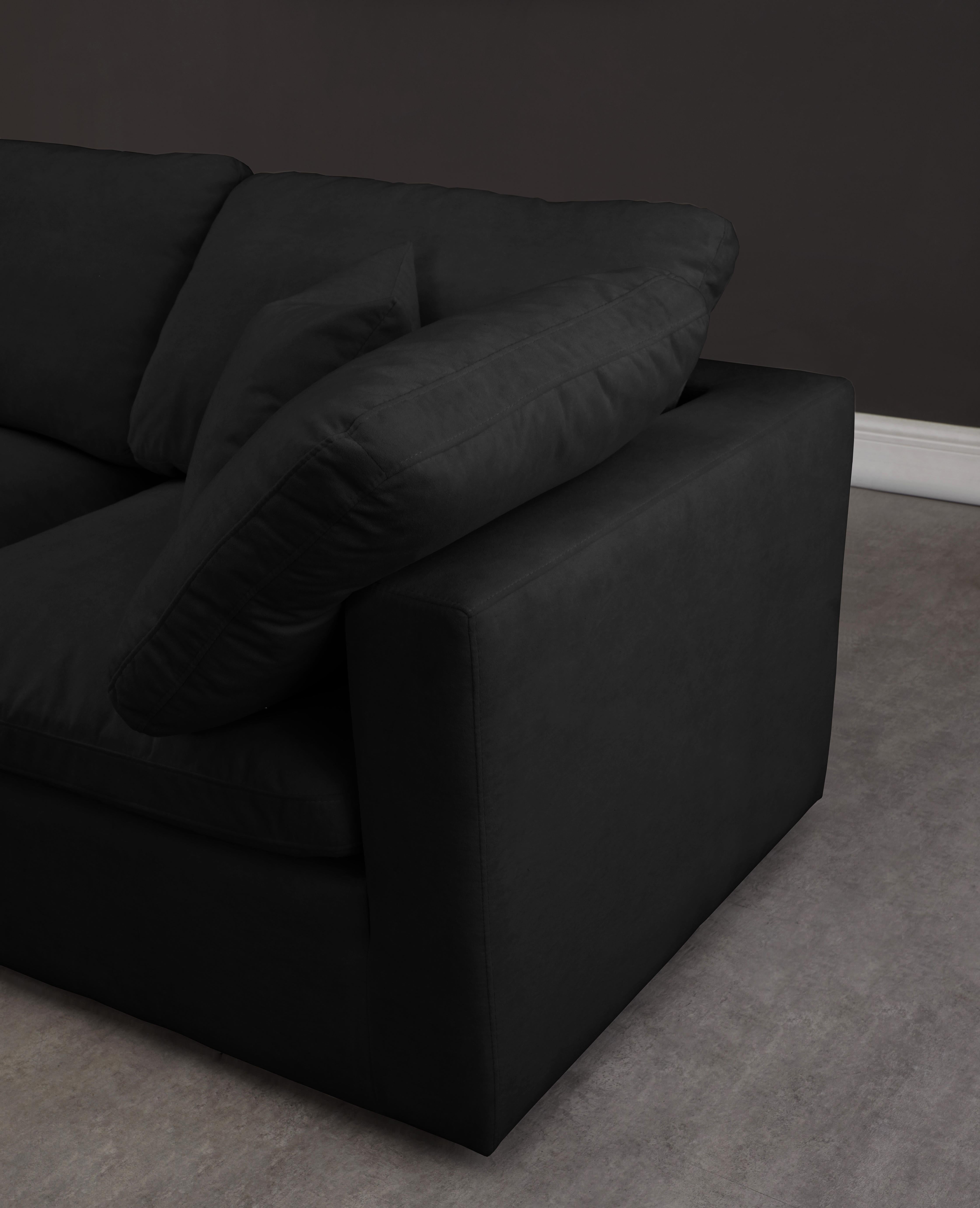 Plush Black Velvet Standard Cloud Modular Sectional - Luxury Home Furniture (MI)