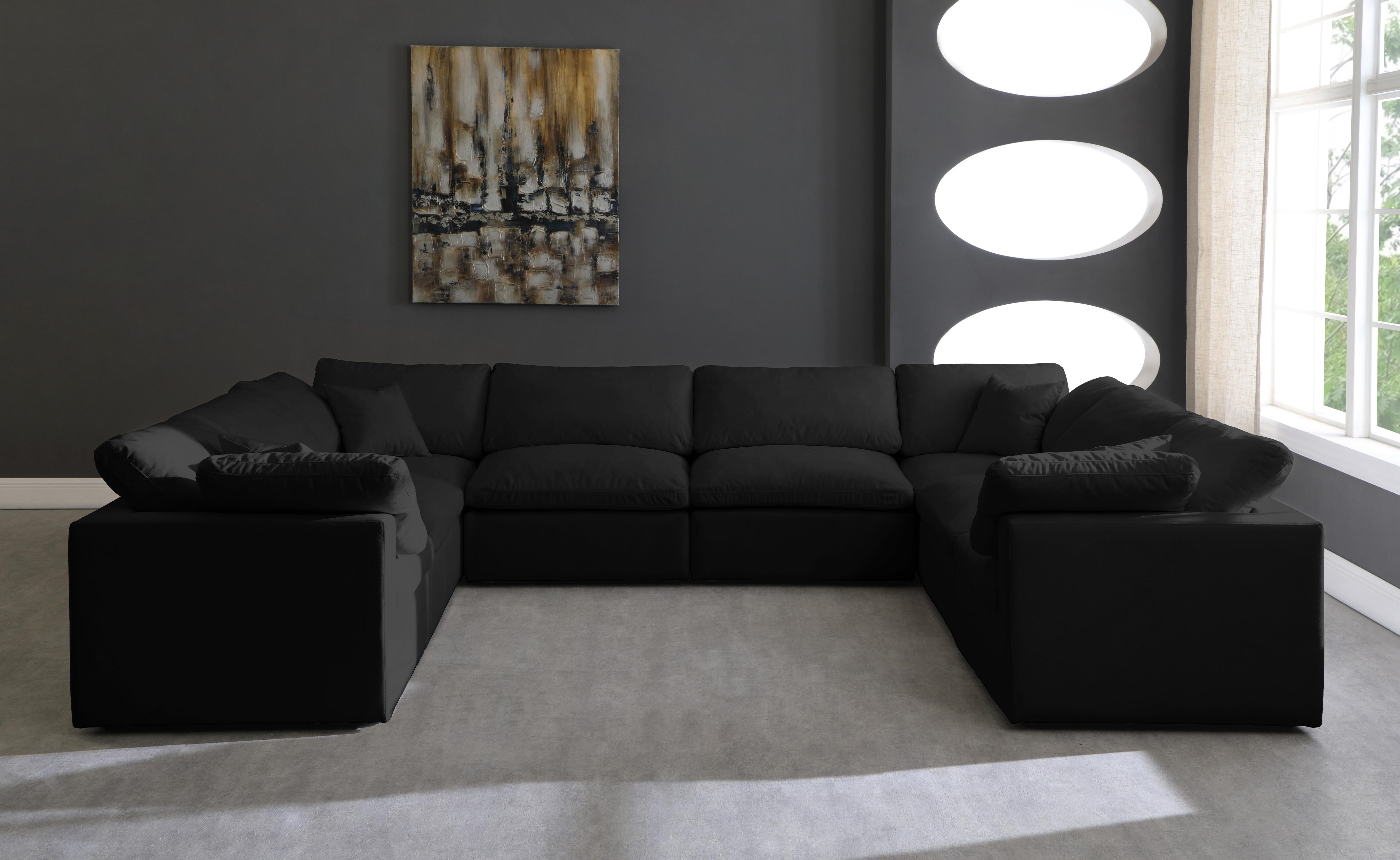 Plush Black Velvet Standard Cloud Modular Sectional - Luxury Home Furniture (MI)