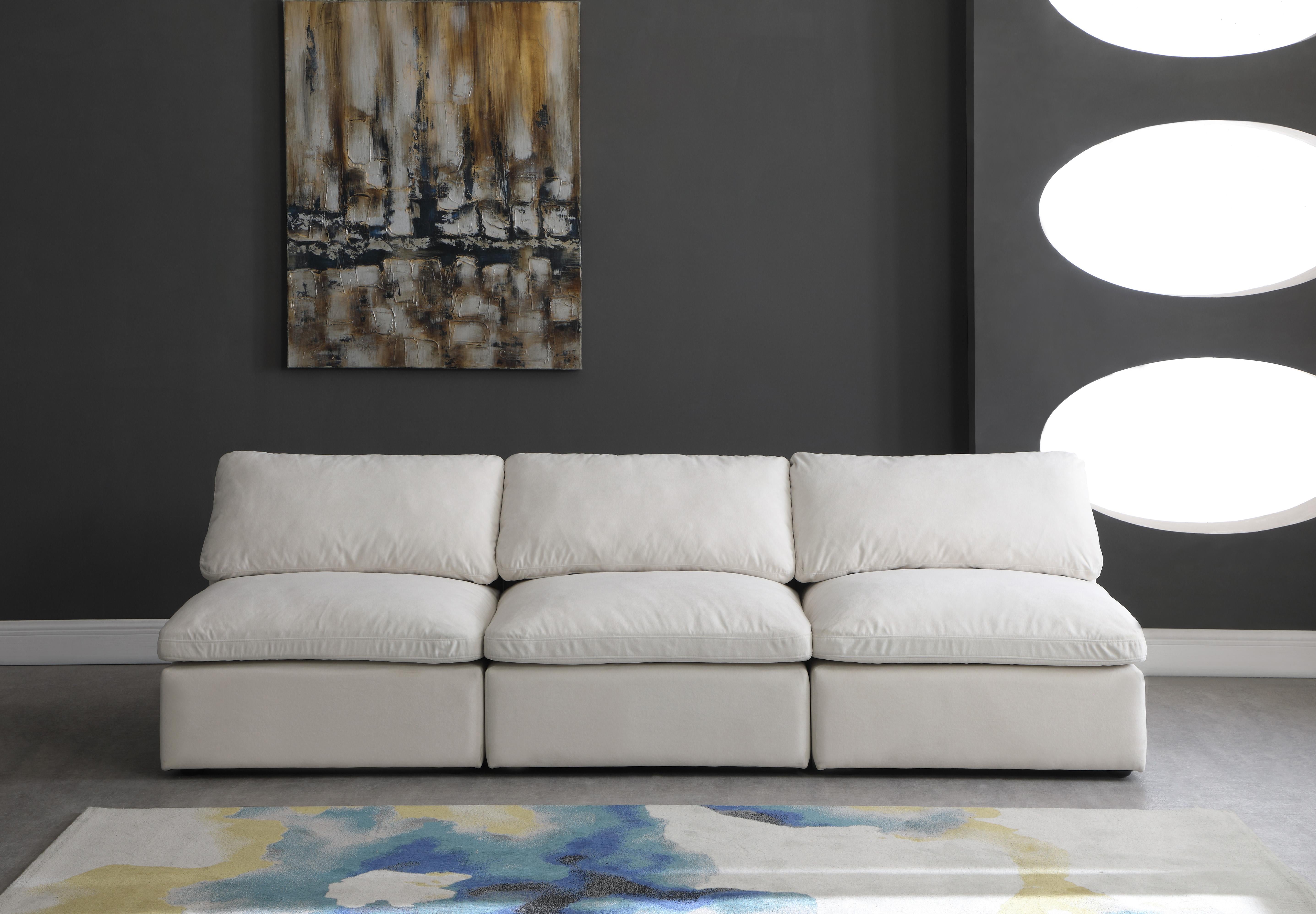 Plush Cream Velvet Standard Cloud Modular Sofa - Luxury Home Furniture (MI)