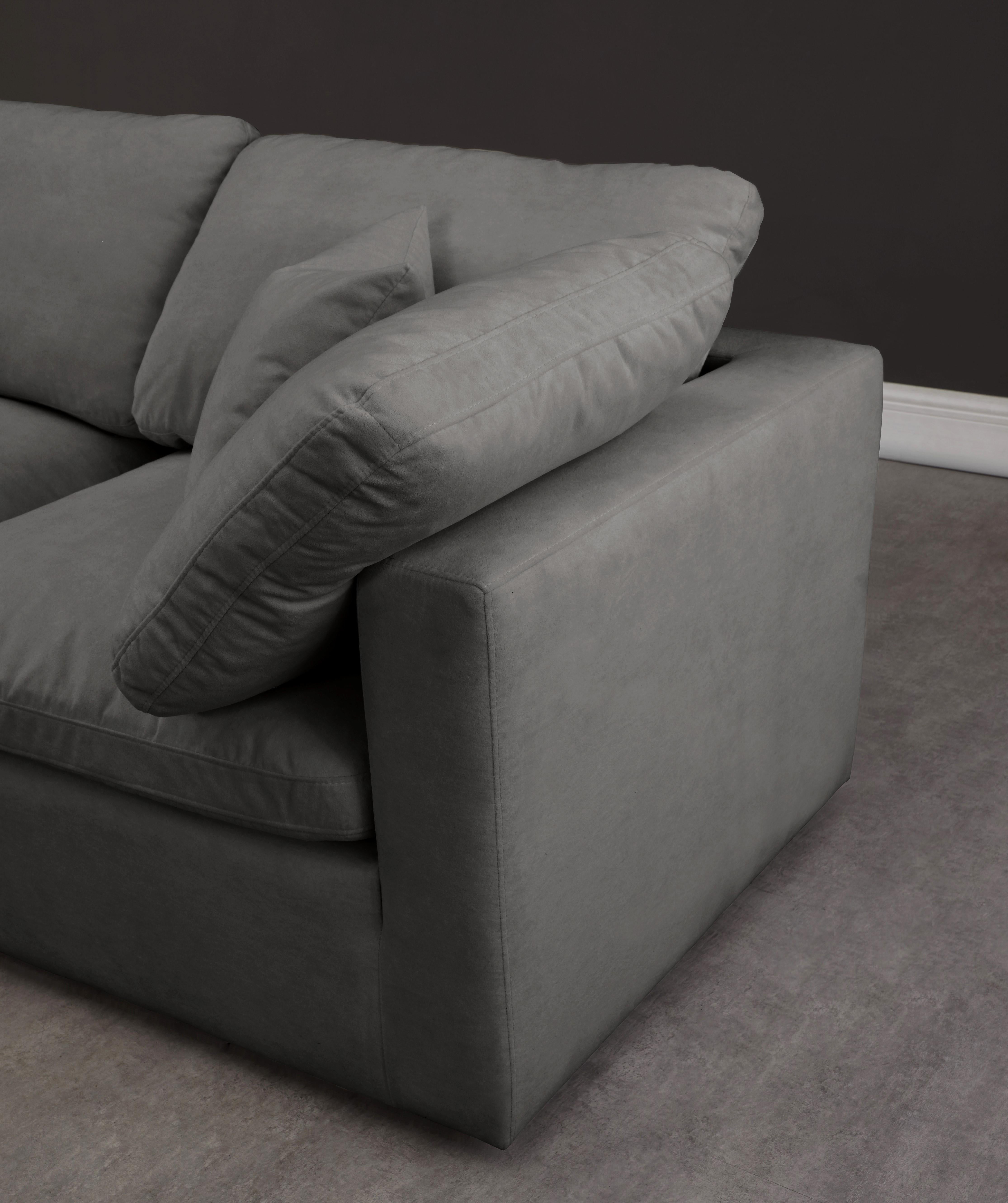 Plush Grey Velvet Standard Cloud Modular Sectional - Luxury Home Furniture (MI)
