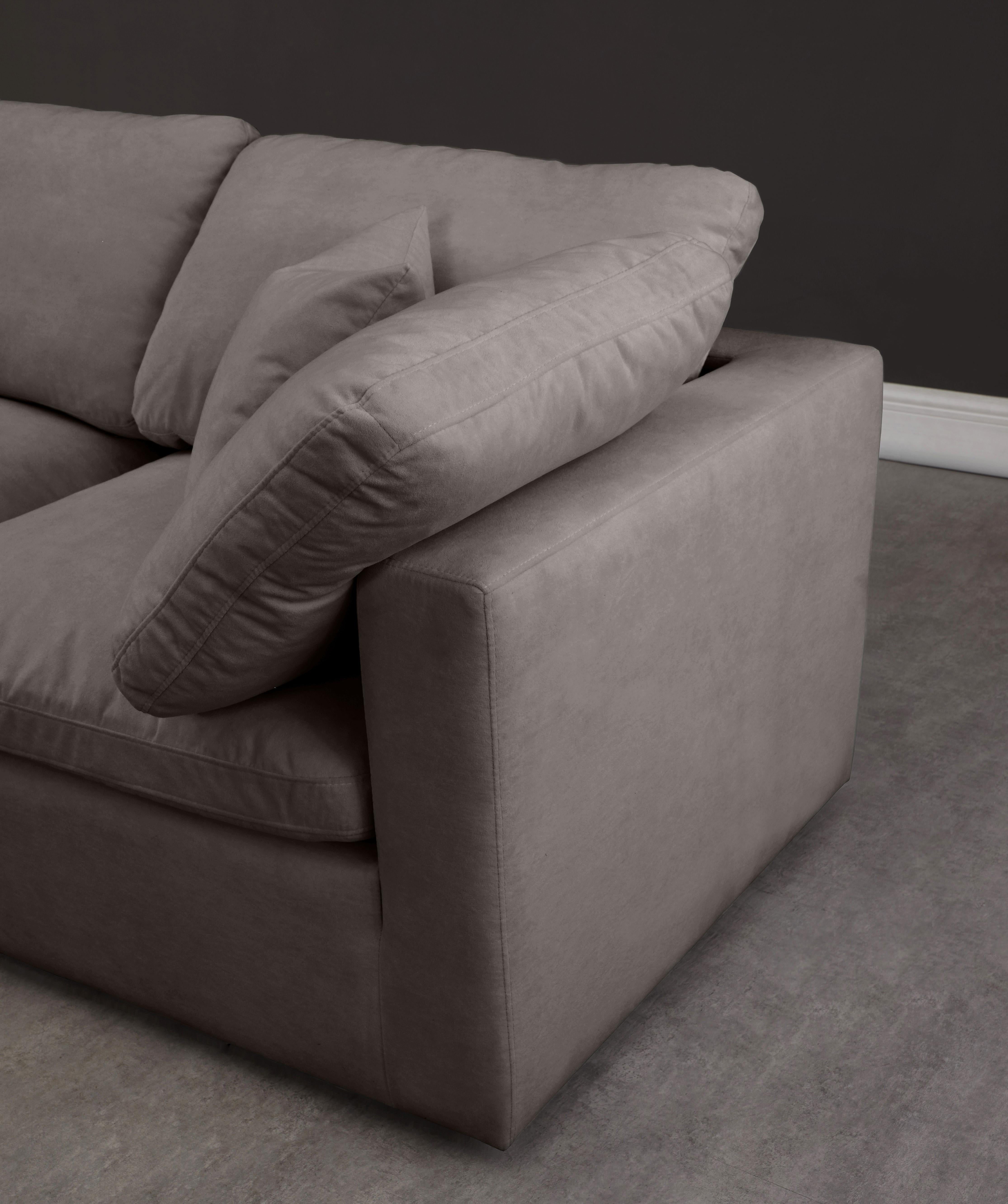 Plush Grey Velvet Standard Cloud Modular Sectional - Luxury Home Furniture (MI)