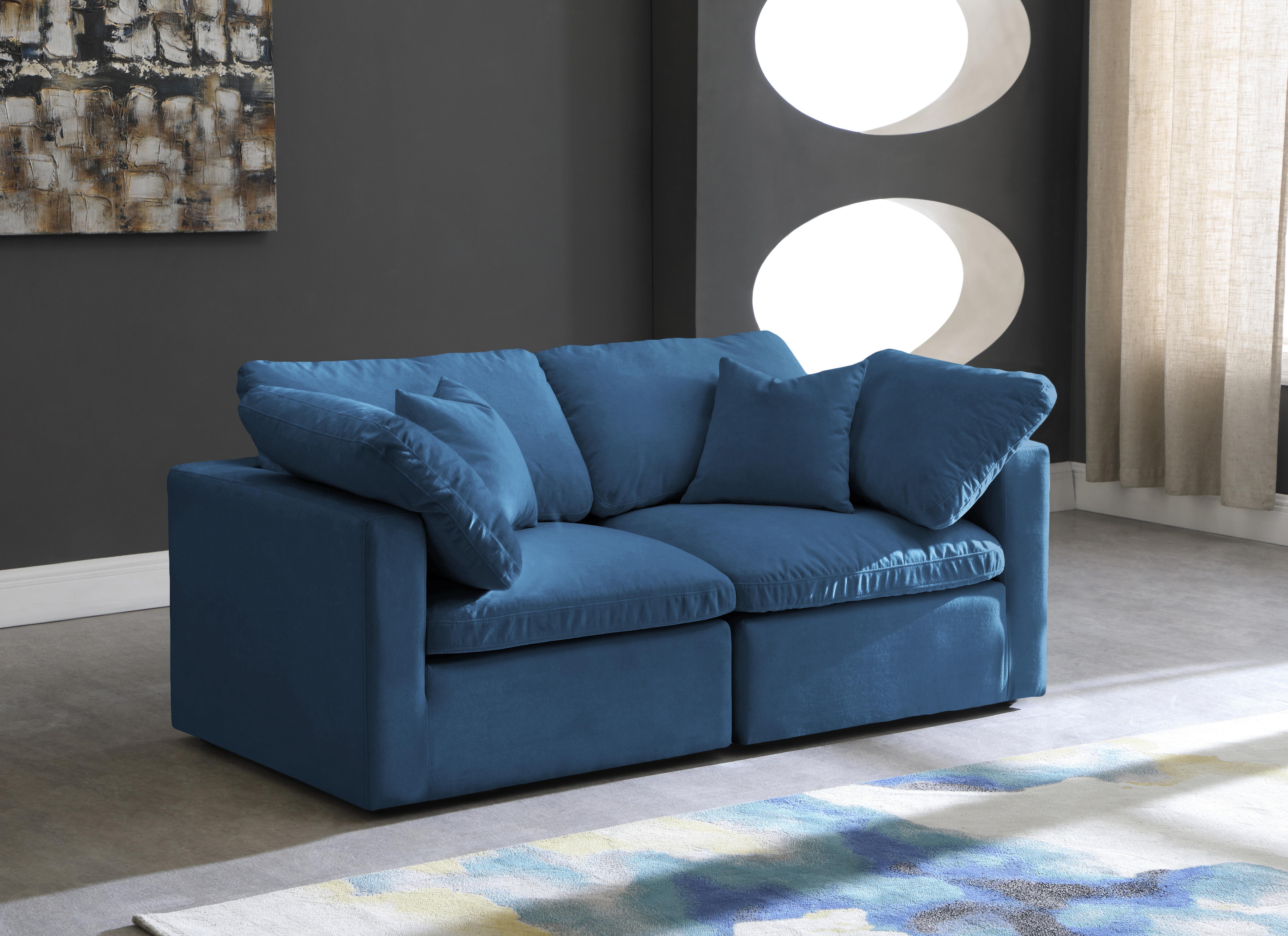 Plush Navy Velvet Standard Cloud Modular Sofa - Luxury Home Furniture (MI)