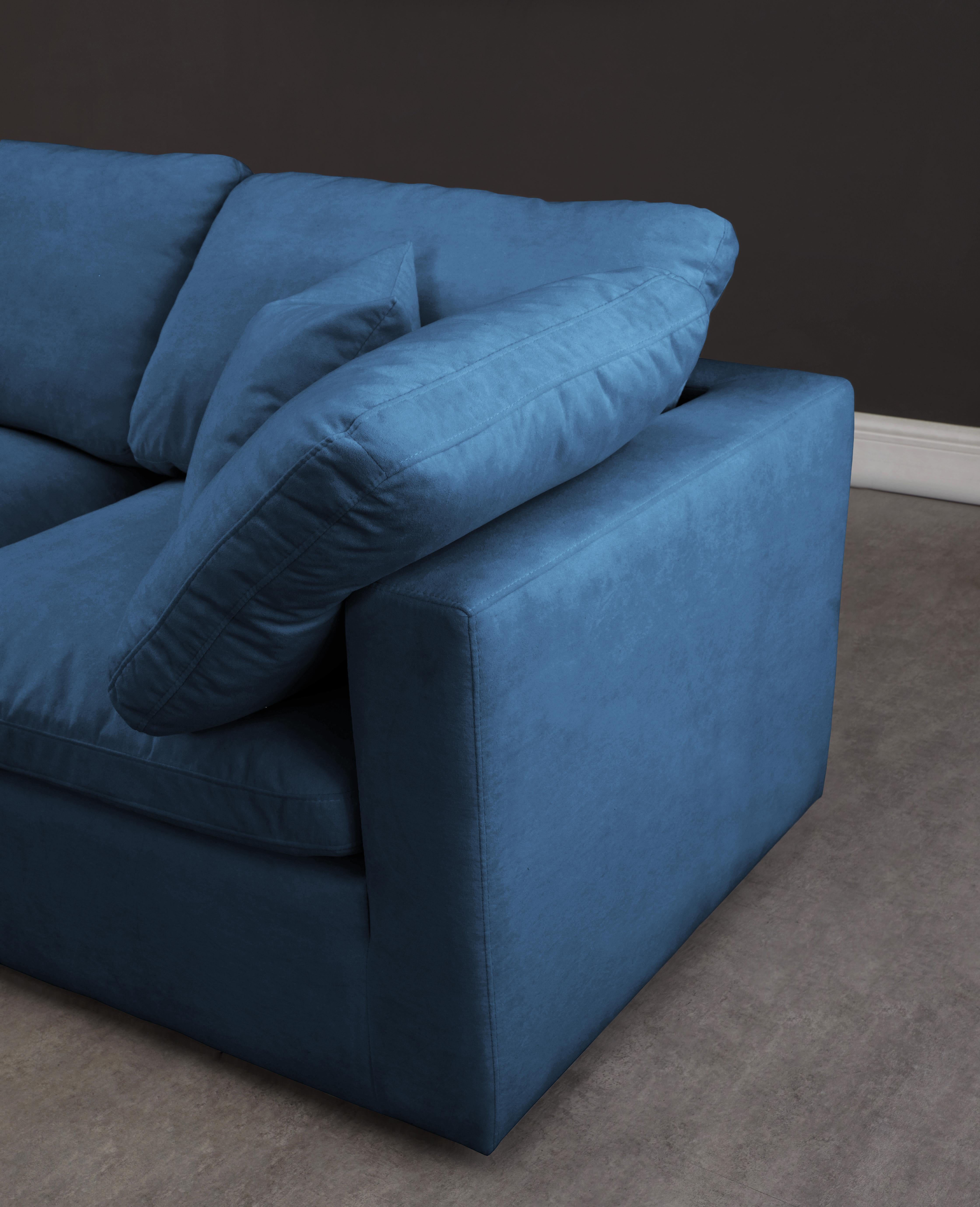 Plush Navy Velvet Standard Cloud Modular Sectional - Luxury Home Furniture (MI)