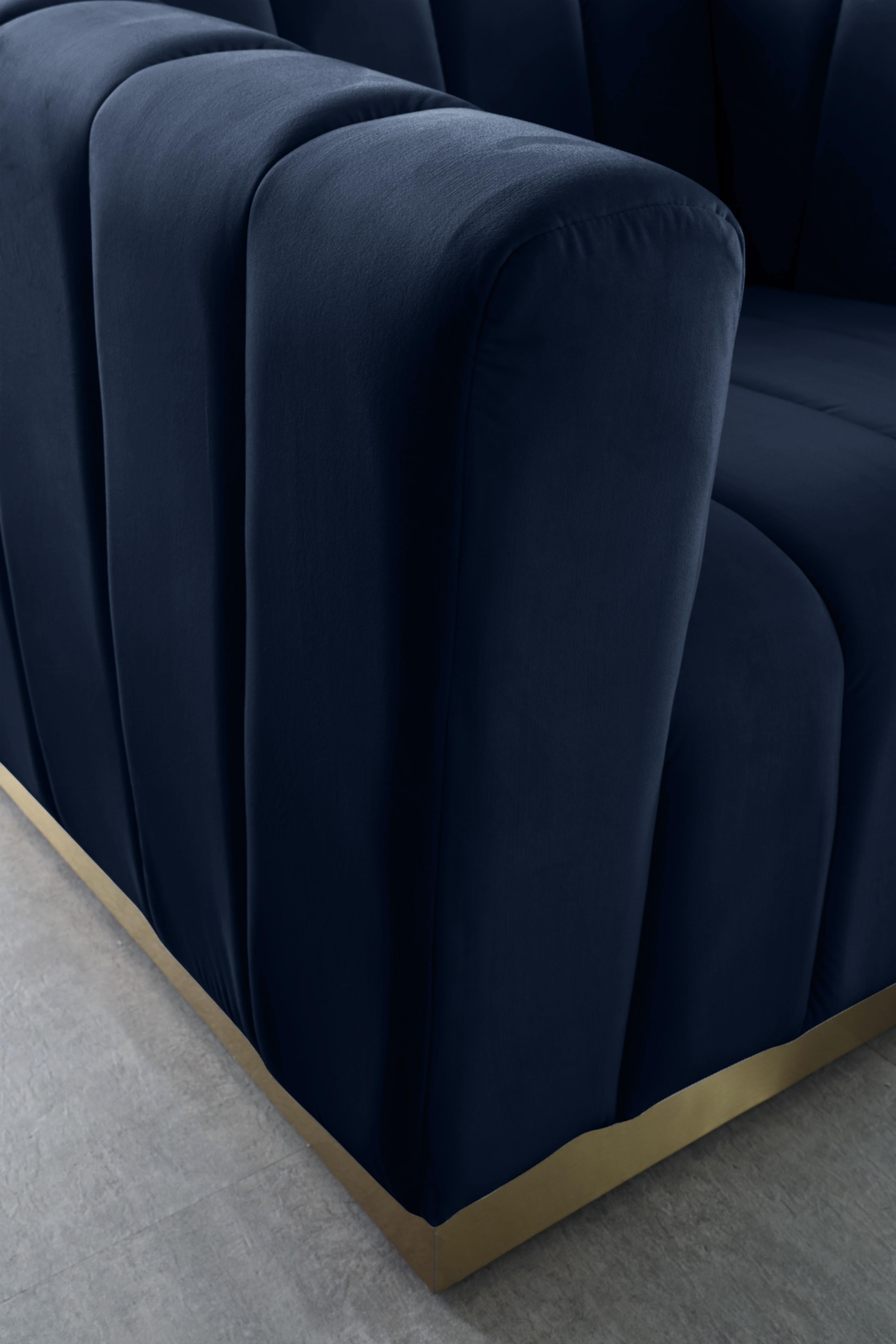 Marlon Navy Velvet Loveseat - Luxury Home Furniture (MI)