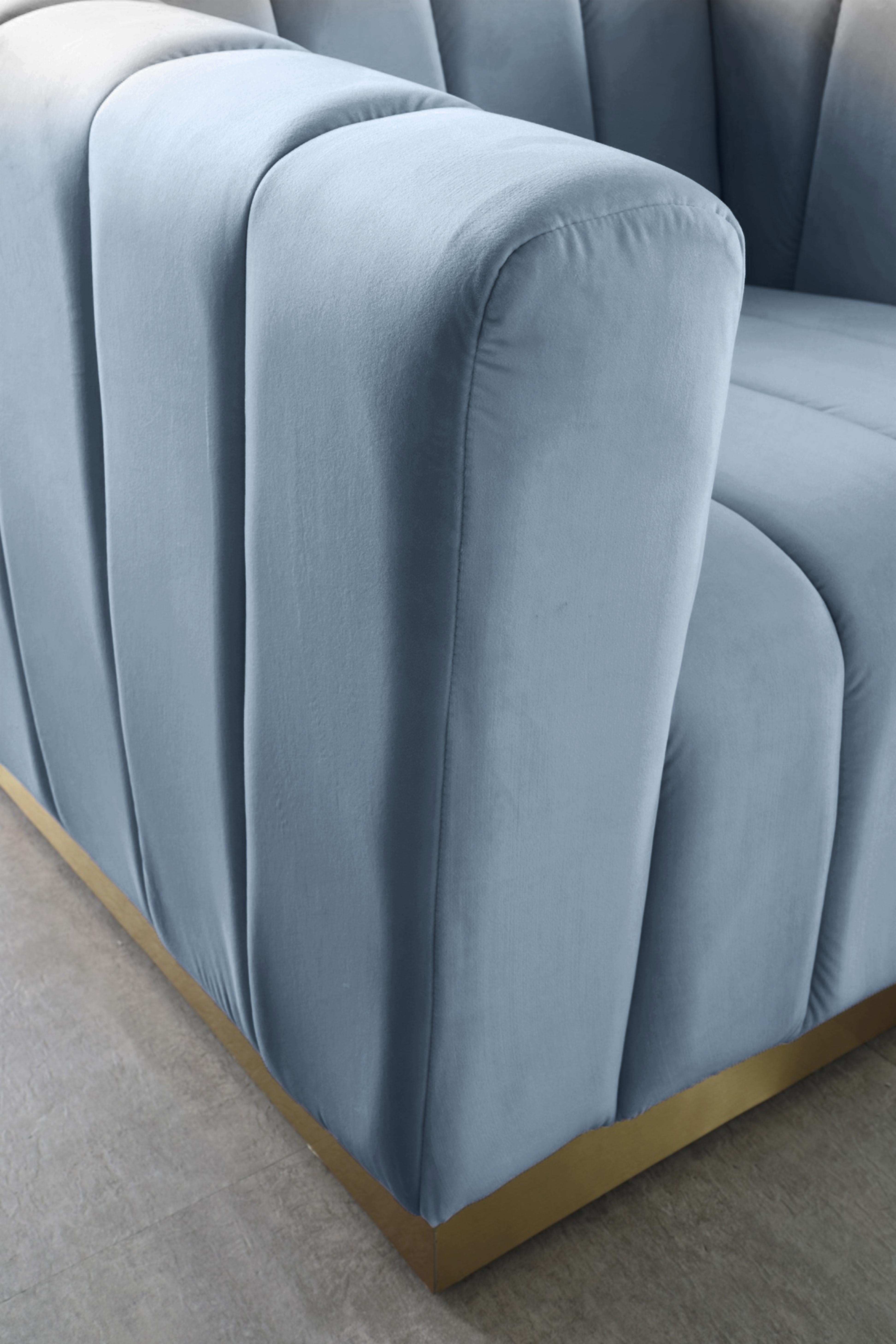 Marlon Sky Blue Velvet Loveseat - Luxury Home Furniture (MI)