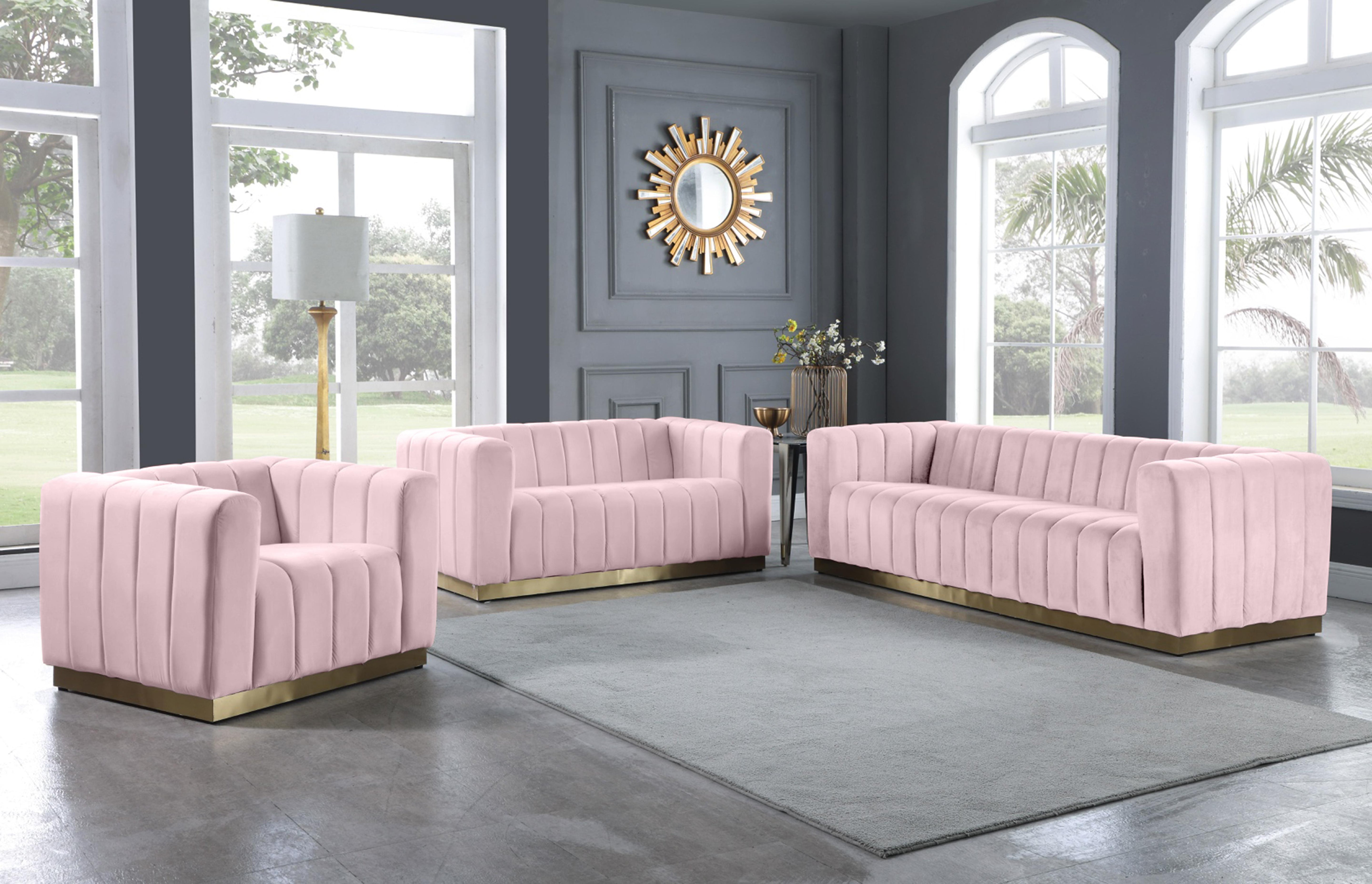 Marlon Pink Velvet Sofa - Luxury Home Furniture (MI)