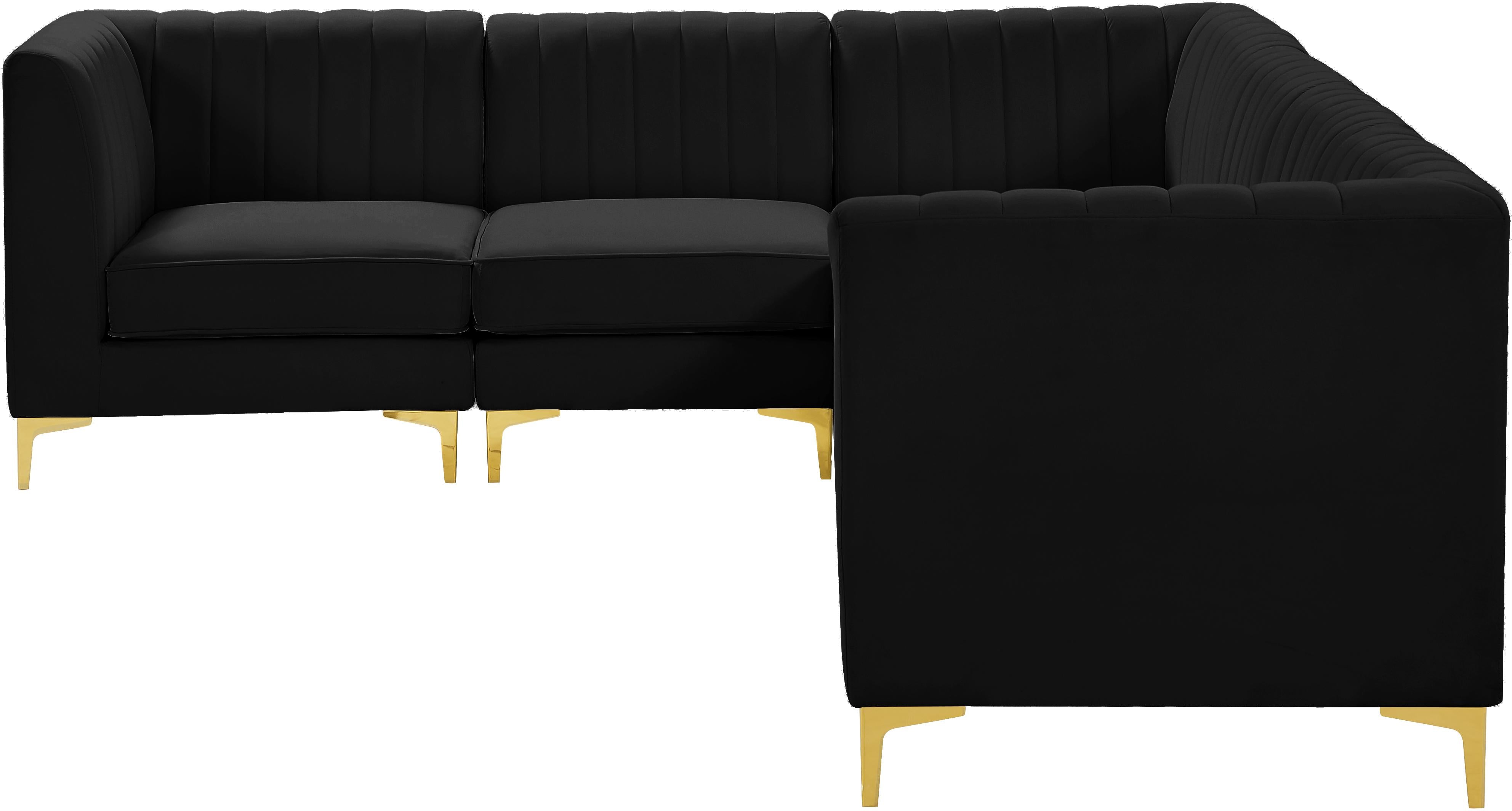 Alina Black Velvet Modular Sectional