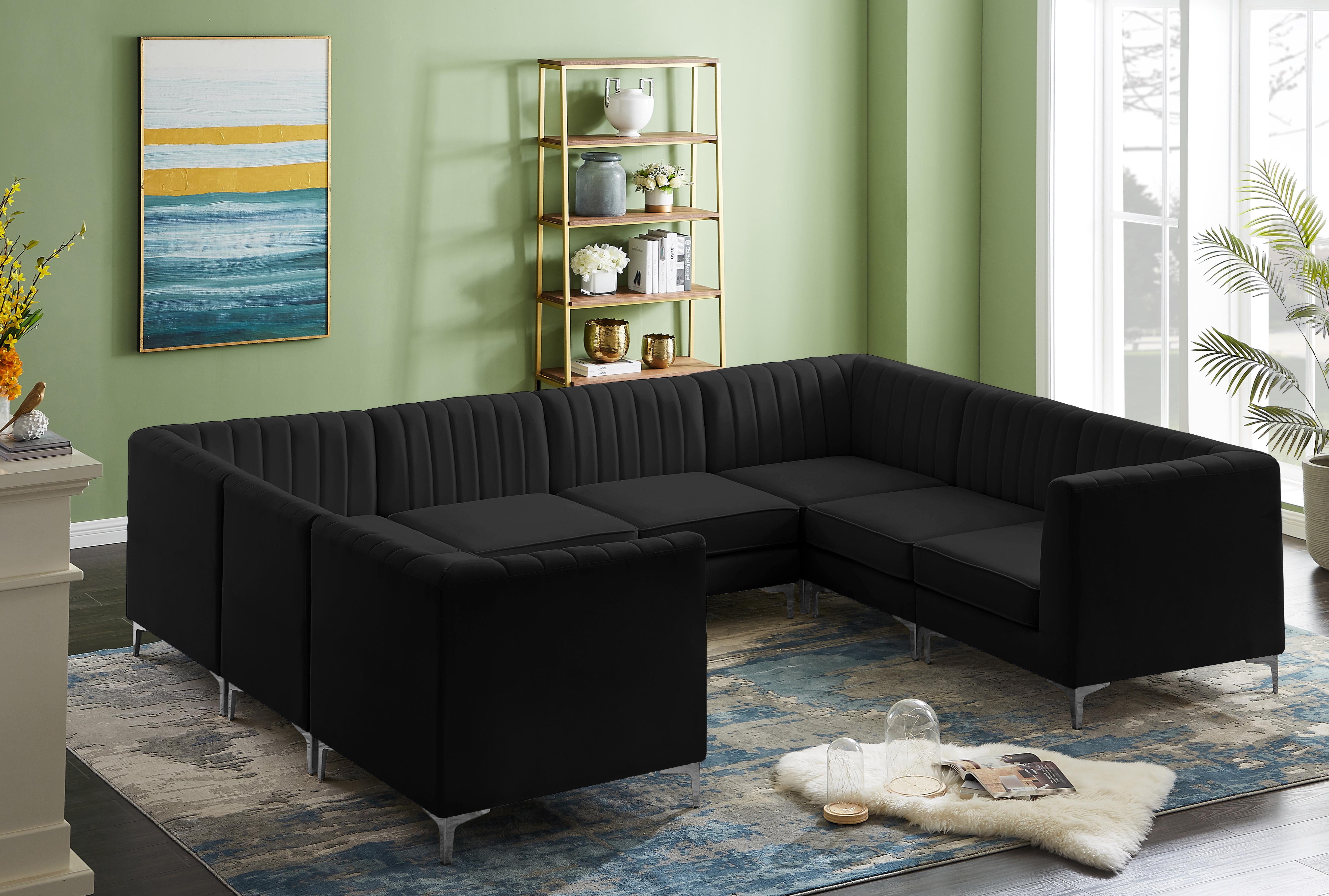 Alina Black Velvet Modular Sectional