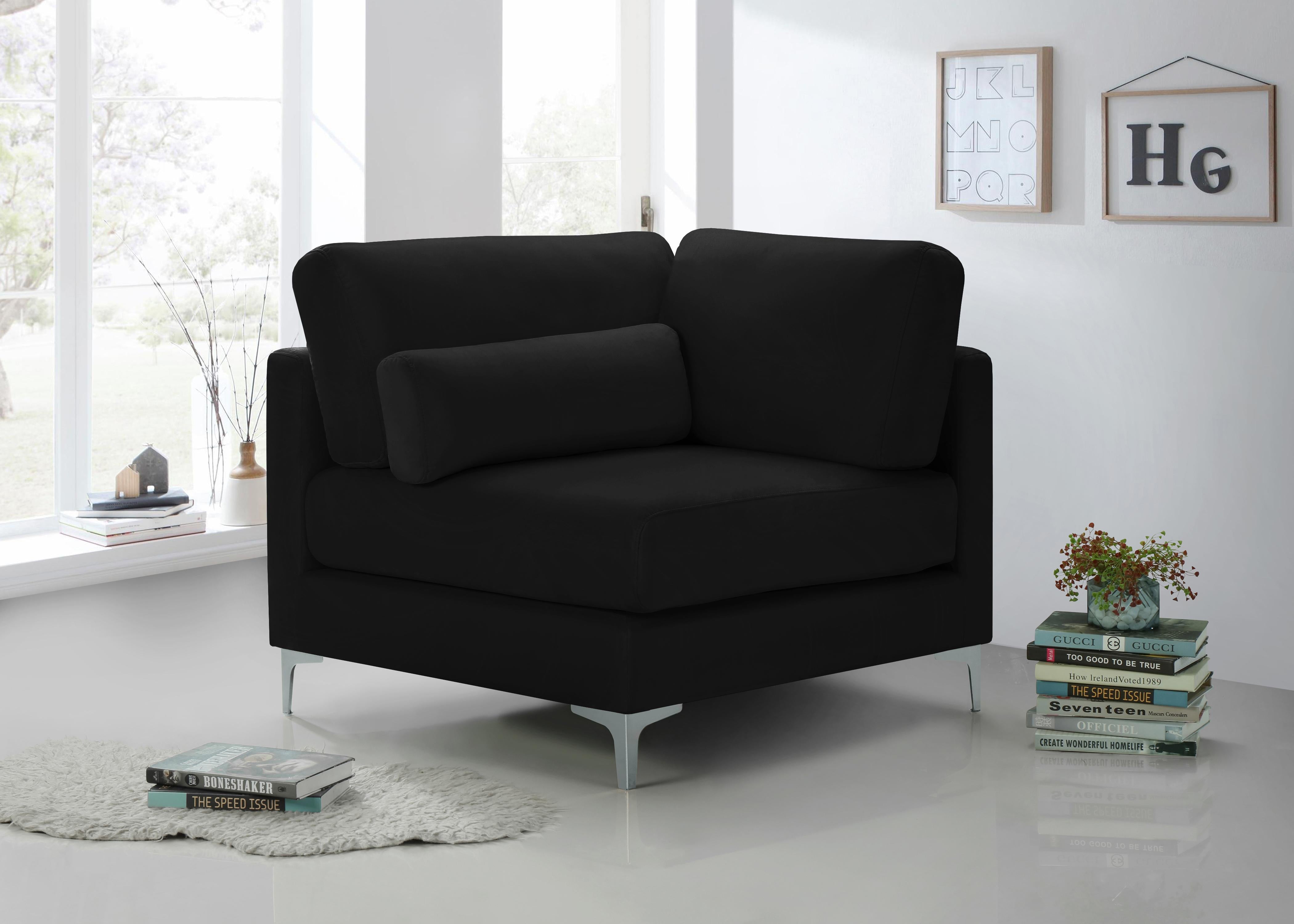 Julia Black Velvet Modular Corner Chair - Luxury Home Furniture (MI)