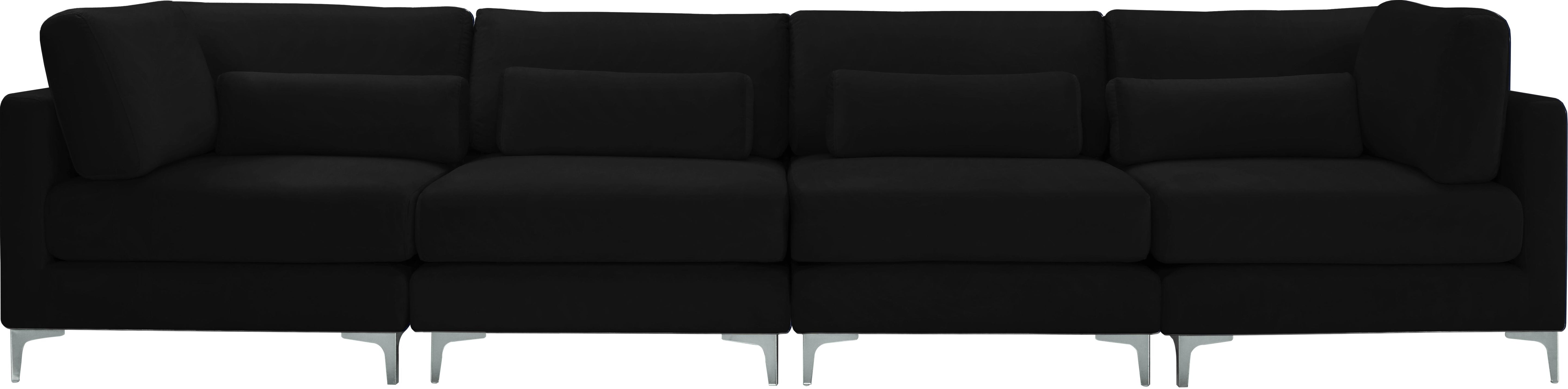 Julia Black Velvet Modular Sofa (4 Boxes) - Luxury Home Furniture (MI)