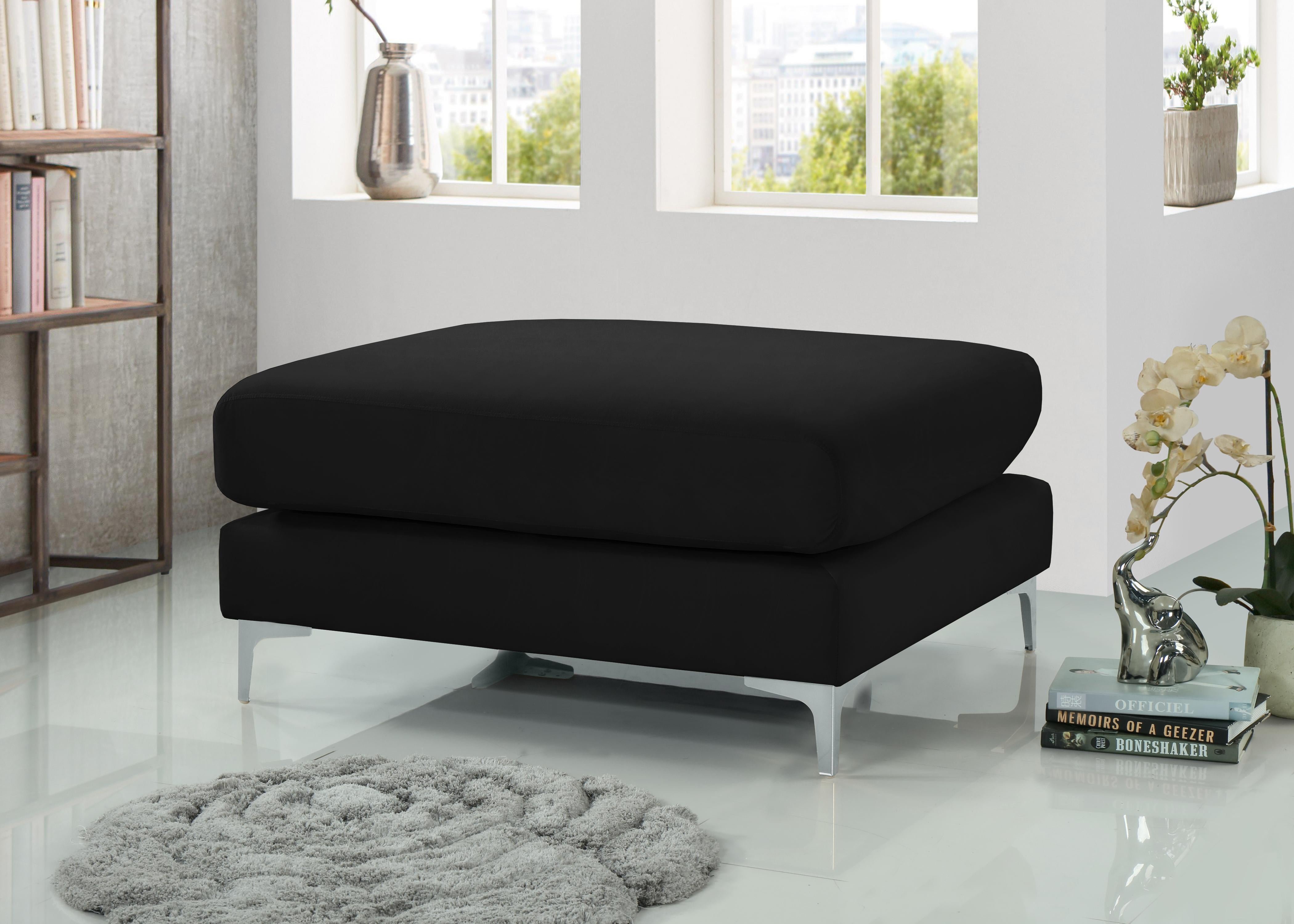 Julia Black Velvet Modular Ottoman - Luxury Home Furniture (MI)