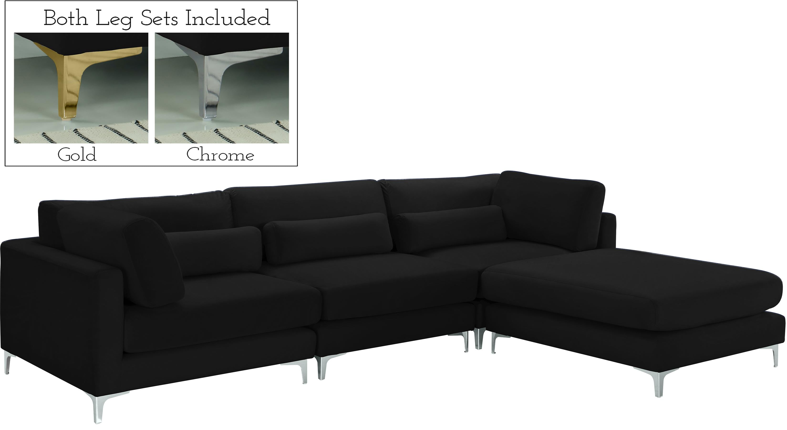 Julia Black Velvet Modular Sectional (4 Boxes) - Luxury Home Furniture (MI)