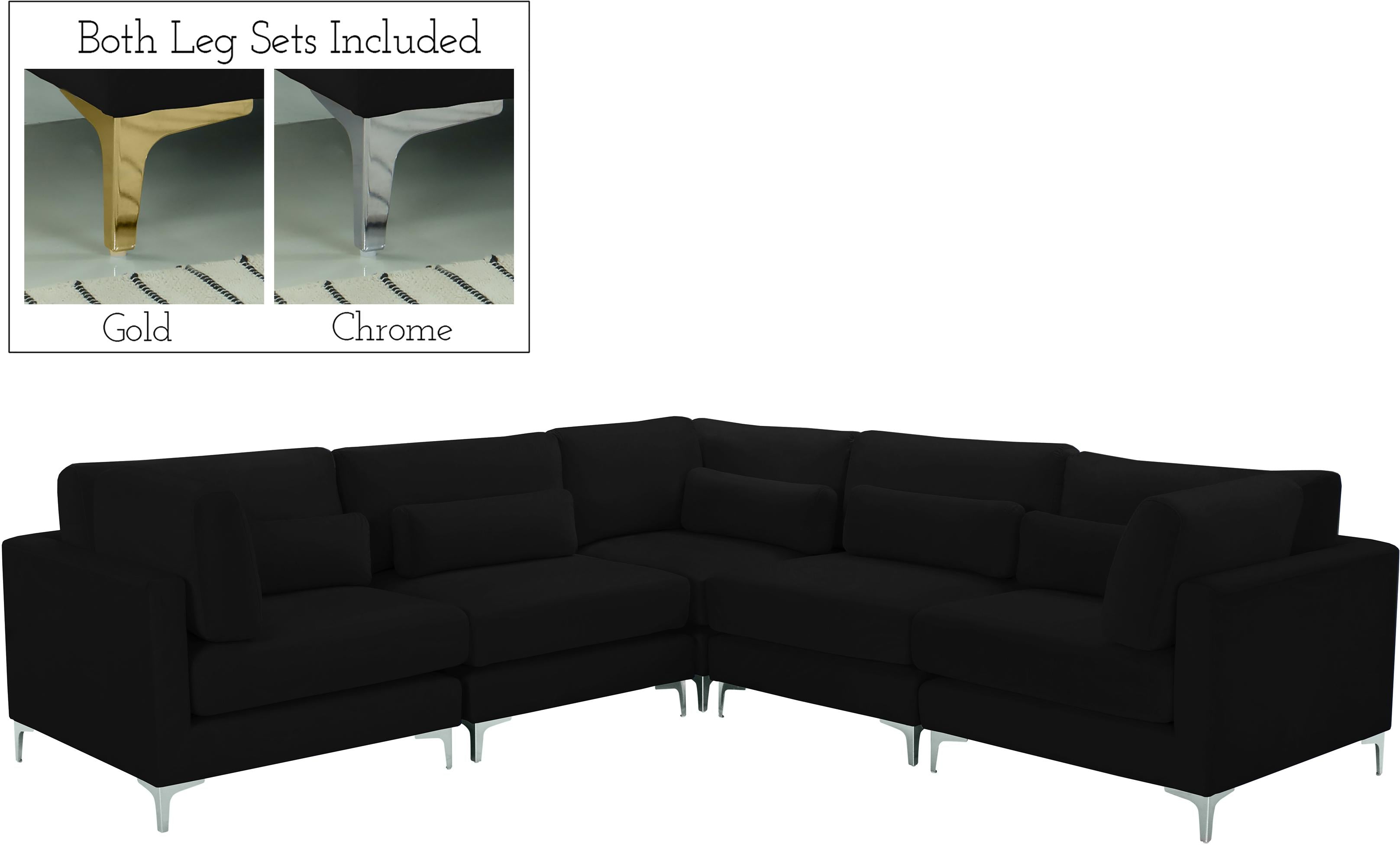 Julia Black Velvet Modular Sectional (5 Boxes) - Luxury Home Furniture (MI)