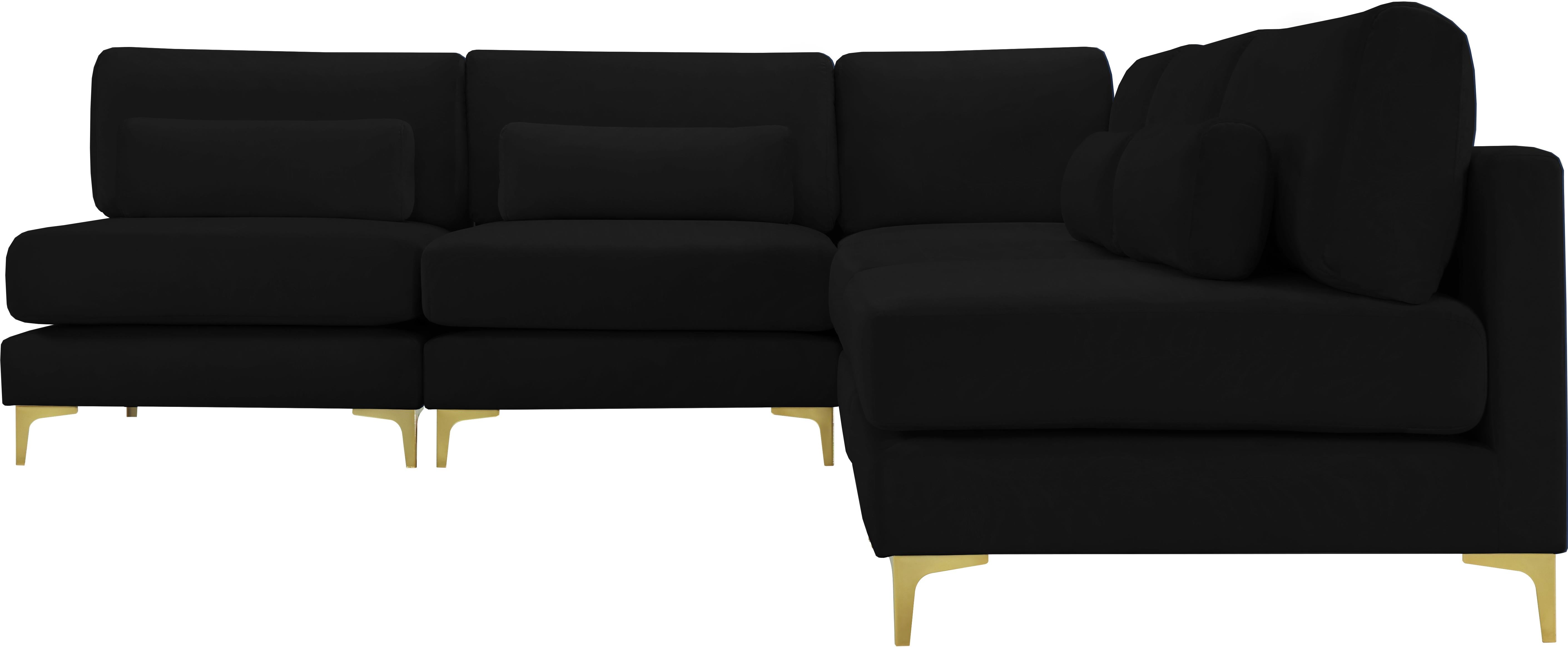 Julia Black Velvet Modular Sectional (5 Boxes) - Luxury Home Furniture (MI)