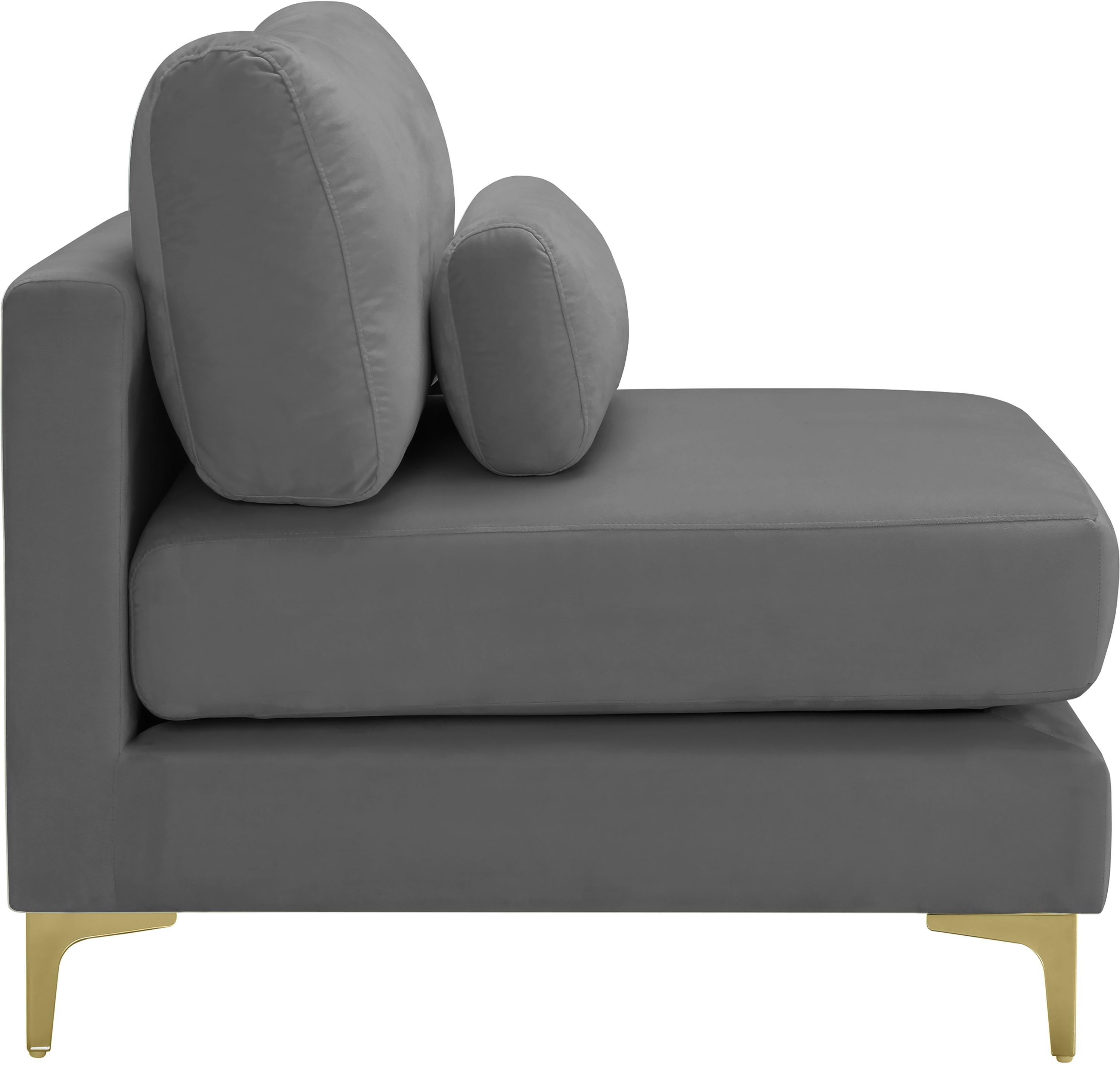 Julia Grey Velvet Modular Armless Chair - Luxury Home Furniture (MI)