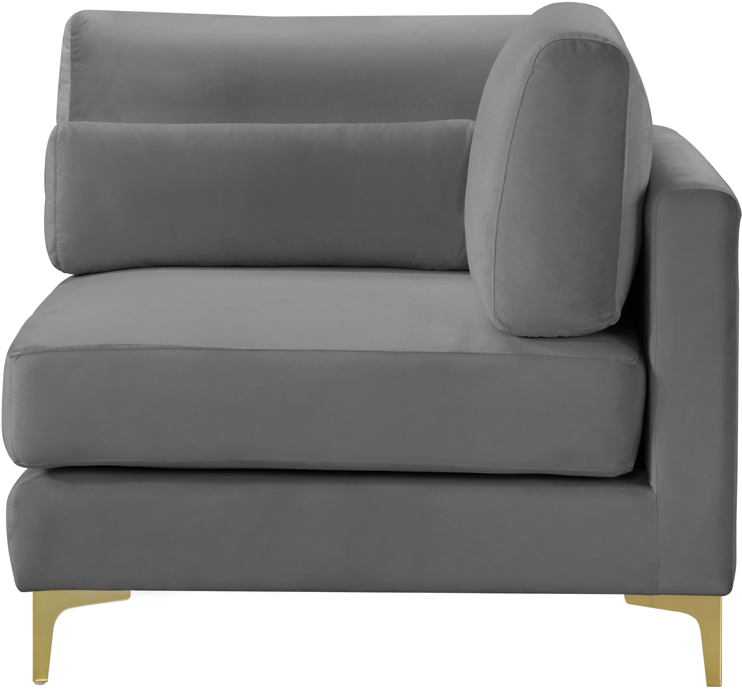 Julia Grey Velvet Modular Corner Chair - Luxury Home Furniture (MI)