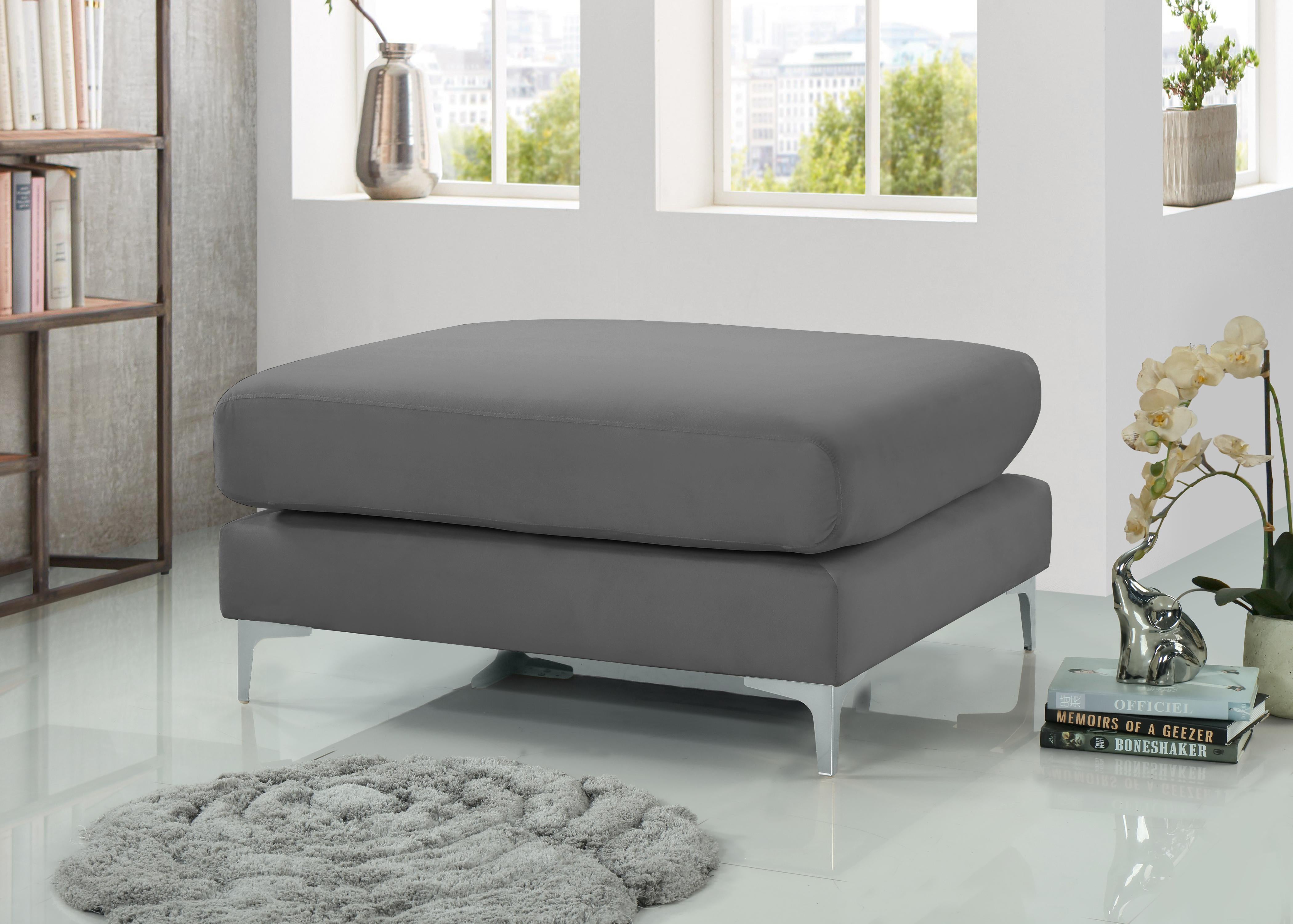 Julia Grey Velvet Modular Ottoman - Luxury Home Furniture (MI)