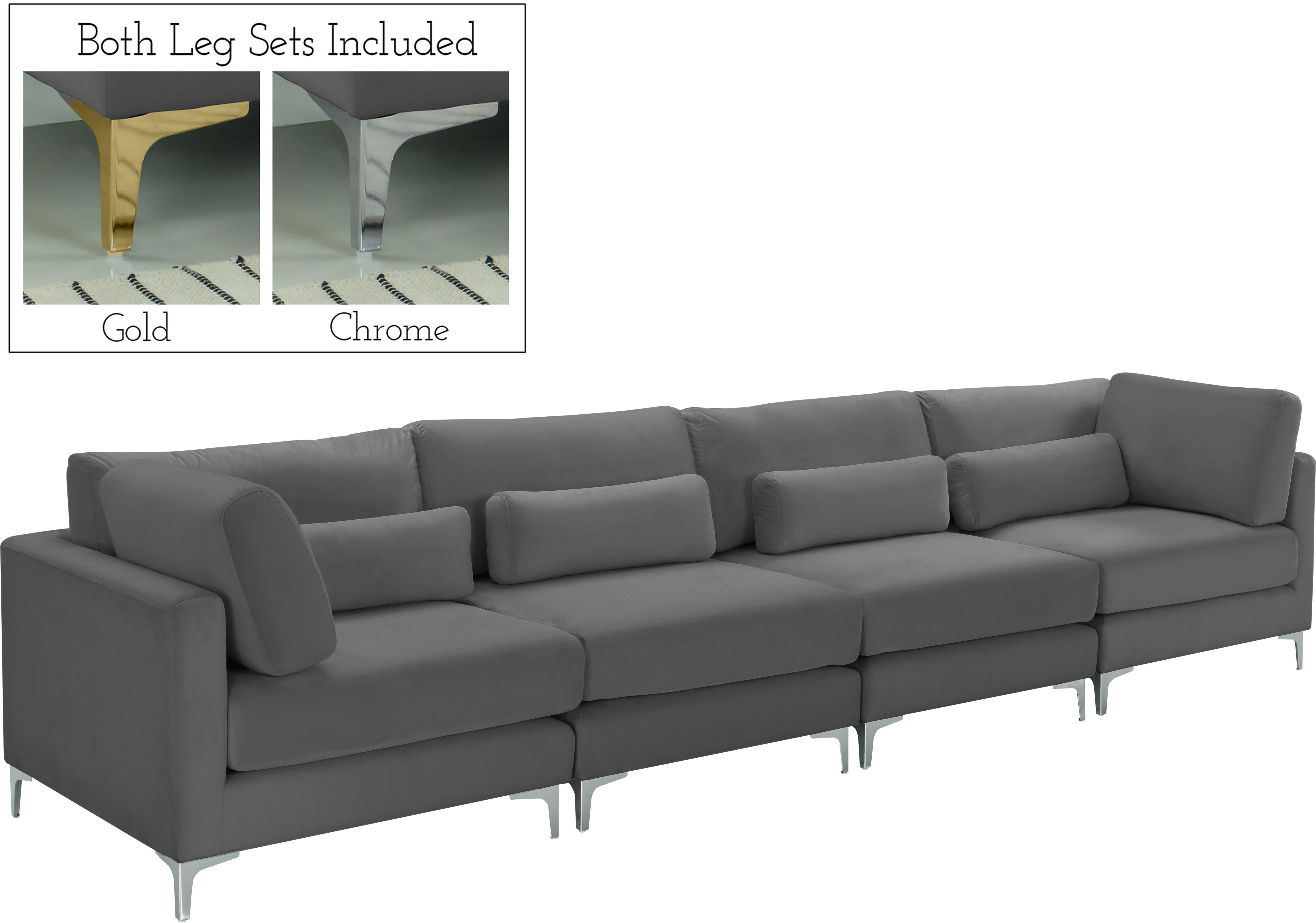 Julia Grey Velvet Modular Sofa (4 Boxes)