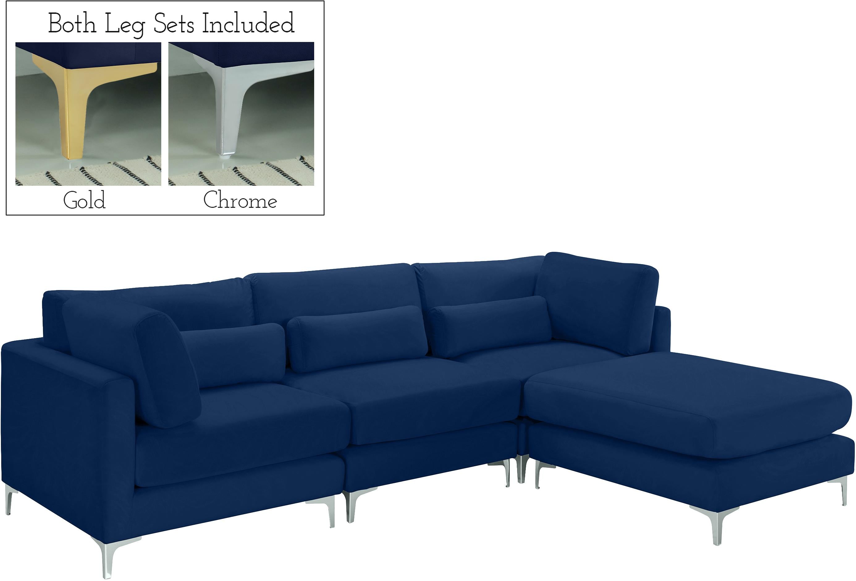 Julia Navy Velvet Modular Sectional (4 Boxes) - Luxury Home Furniture (MI)