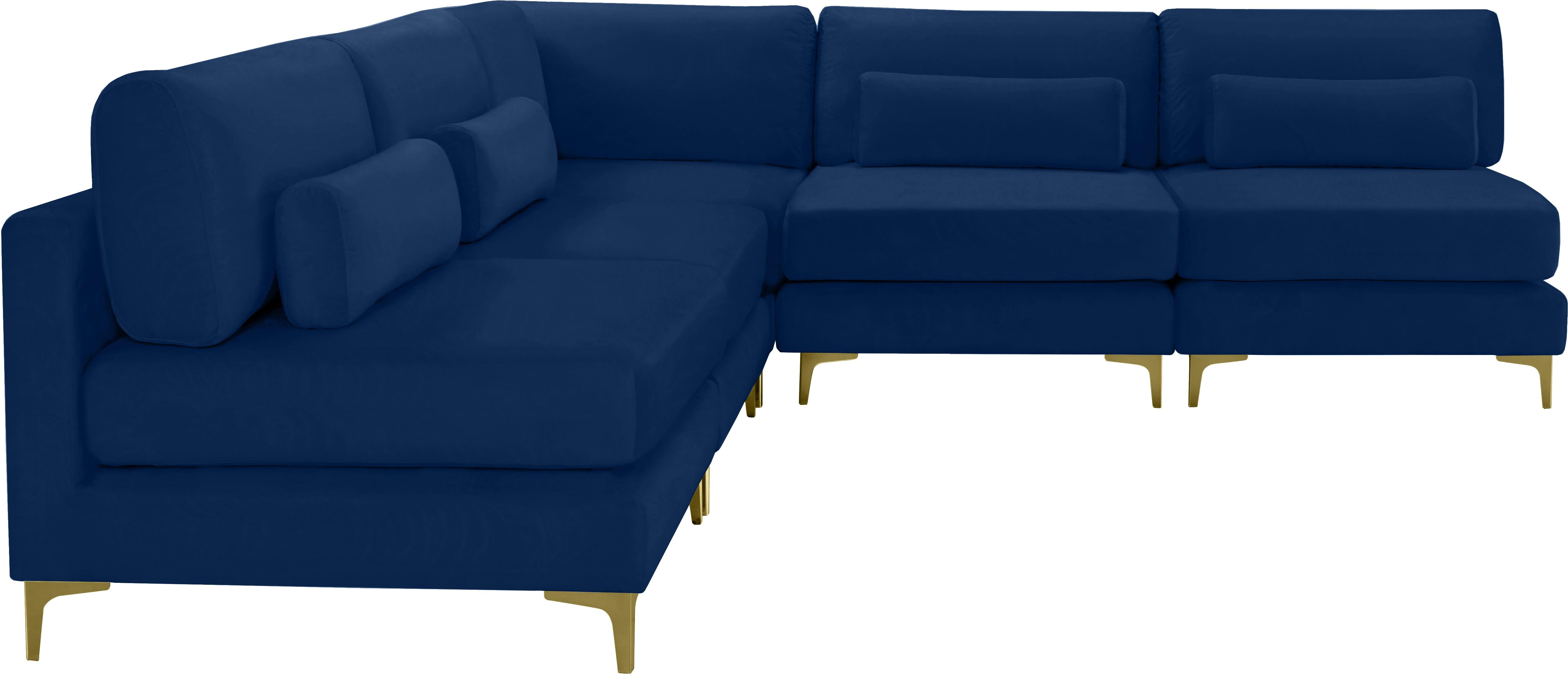 Julia Navy Velvet Modular Sectional (5 Boxes) - Luxury Home Furniture (MI)