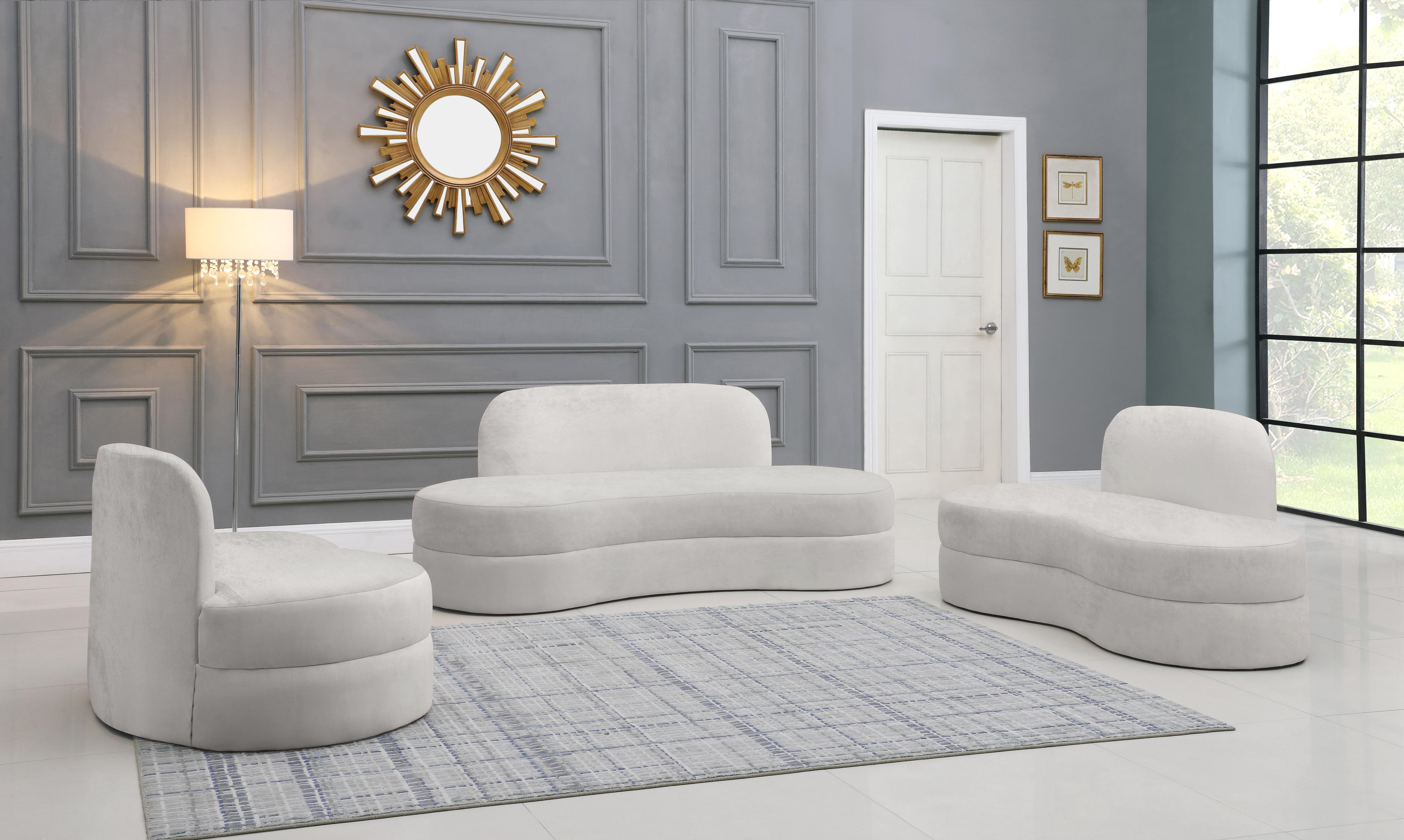 Mitzy Cream Velvet Loveseat - Luxury Home Furniture (MI)