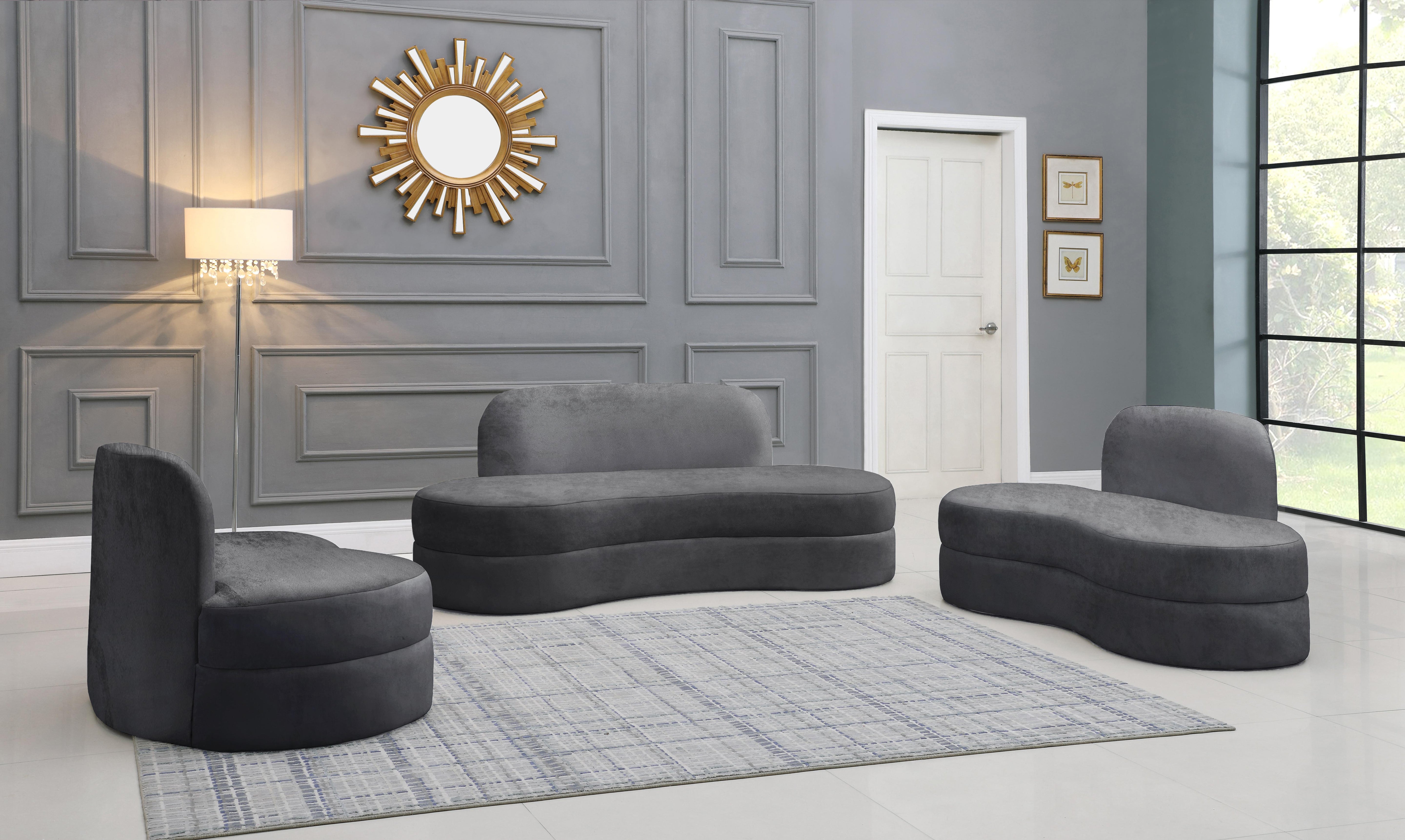 Mitzy Grey Velvet Loveseat - Luxury Home Furniture (MI)