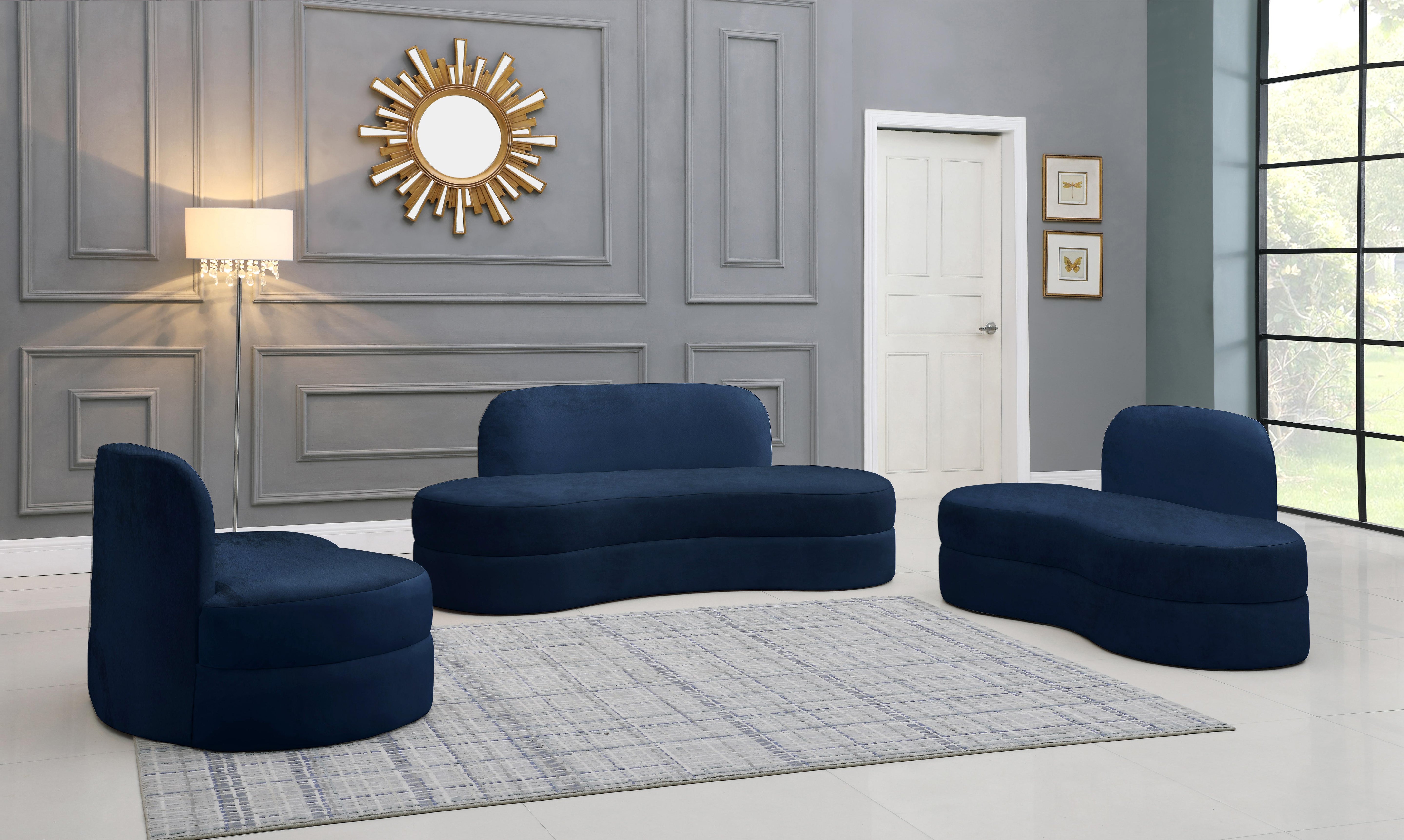 Mitzy Navy Velvet Loveseat - Luxury Home Furniture (MI)