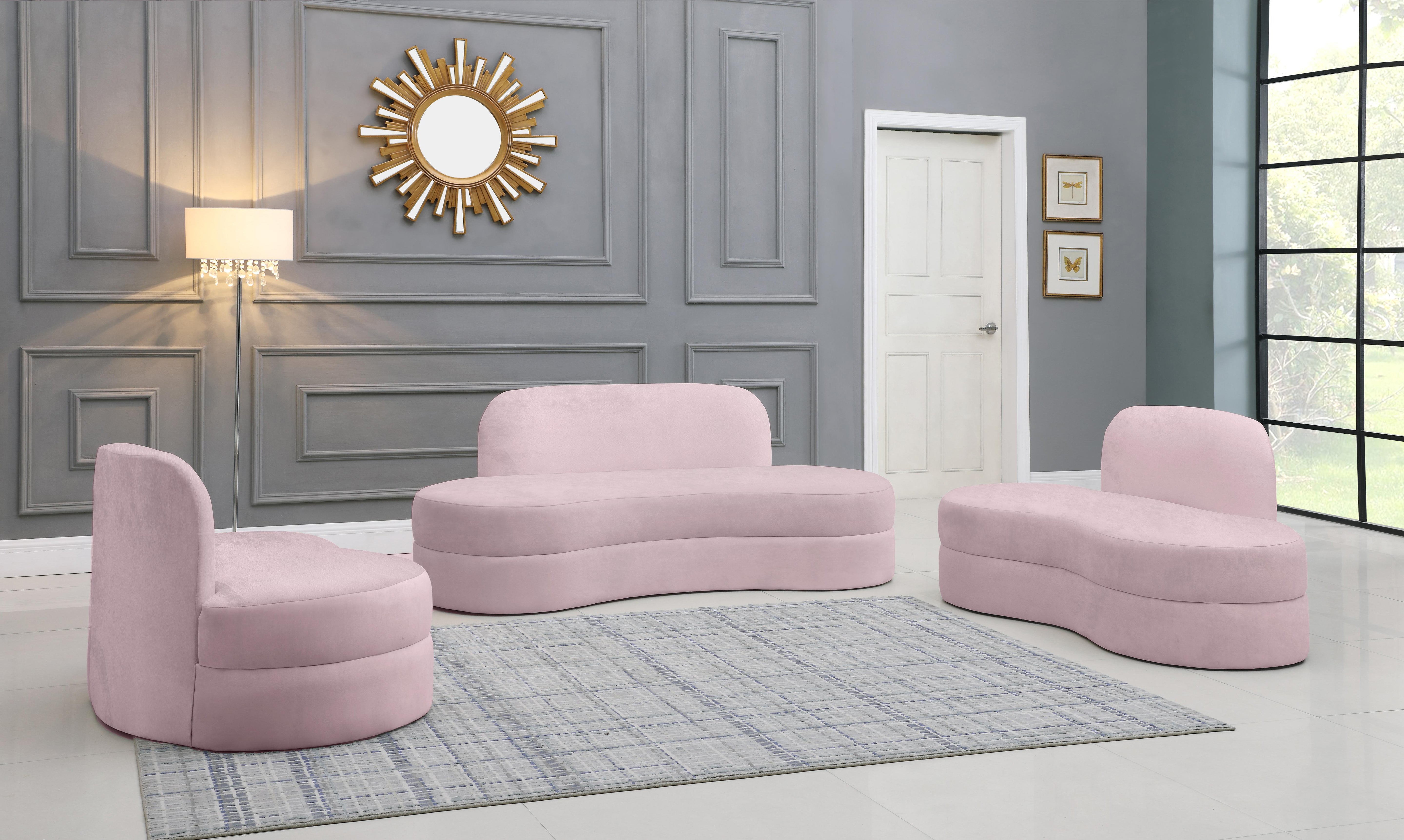 Mitzy Pink Velvet Loveseat - Luxury Home Furniture (MI)