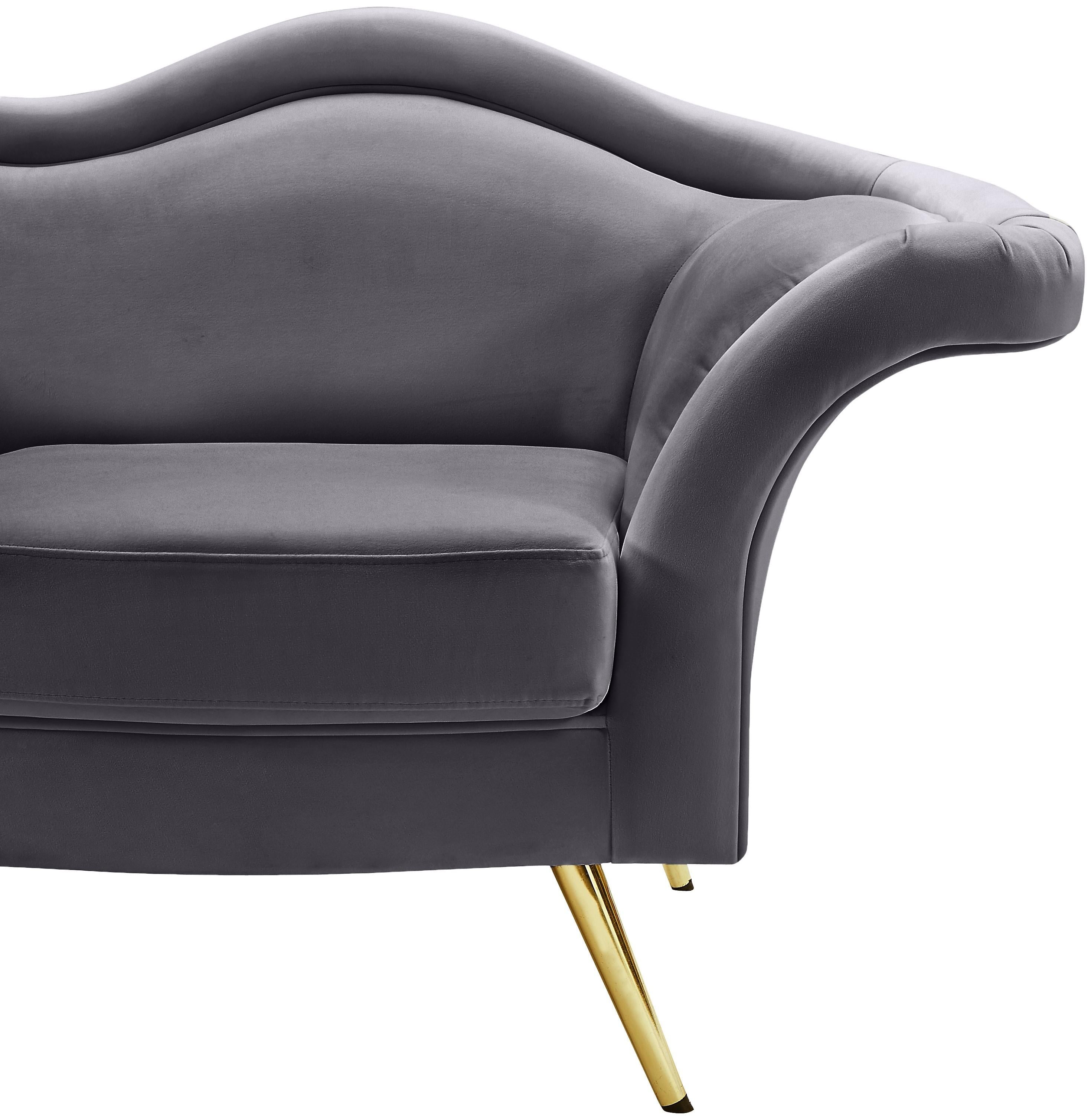 Lips Grey Velvet Loveseat - Luxury Home Furniture (MI)