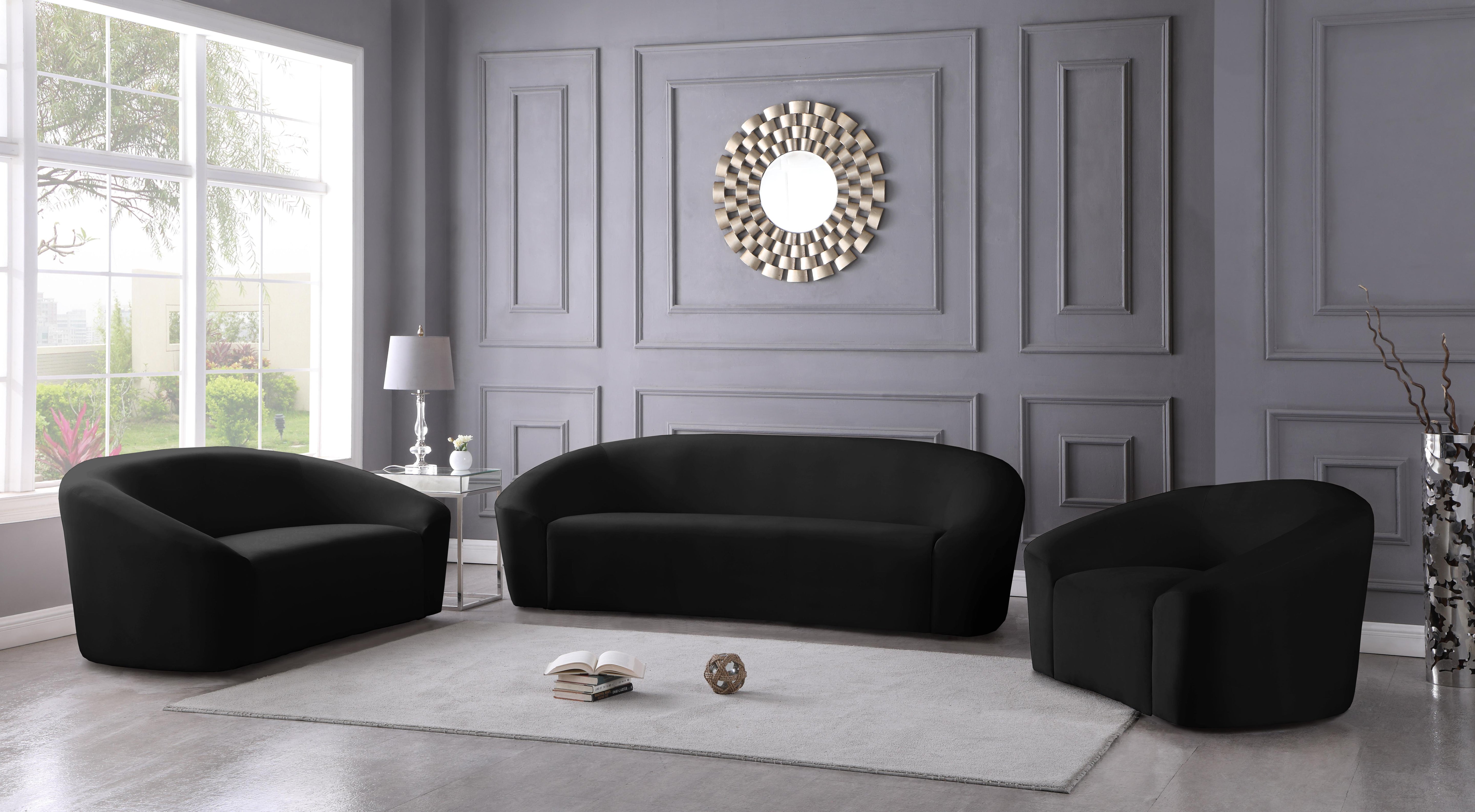 Riley Black Velvet Sofa - Luxury Home Furniture (MI)