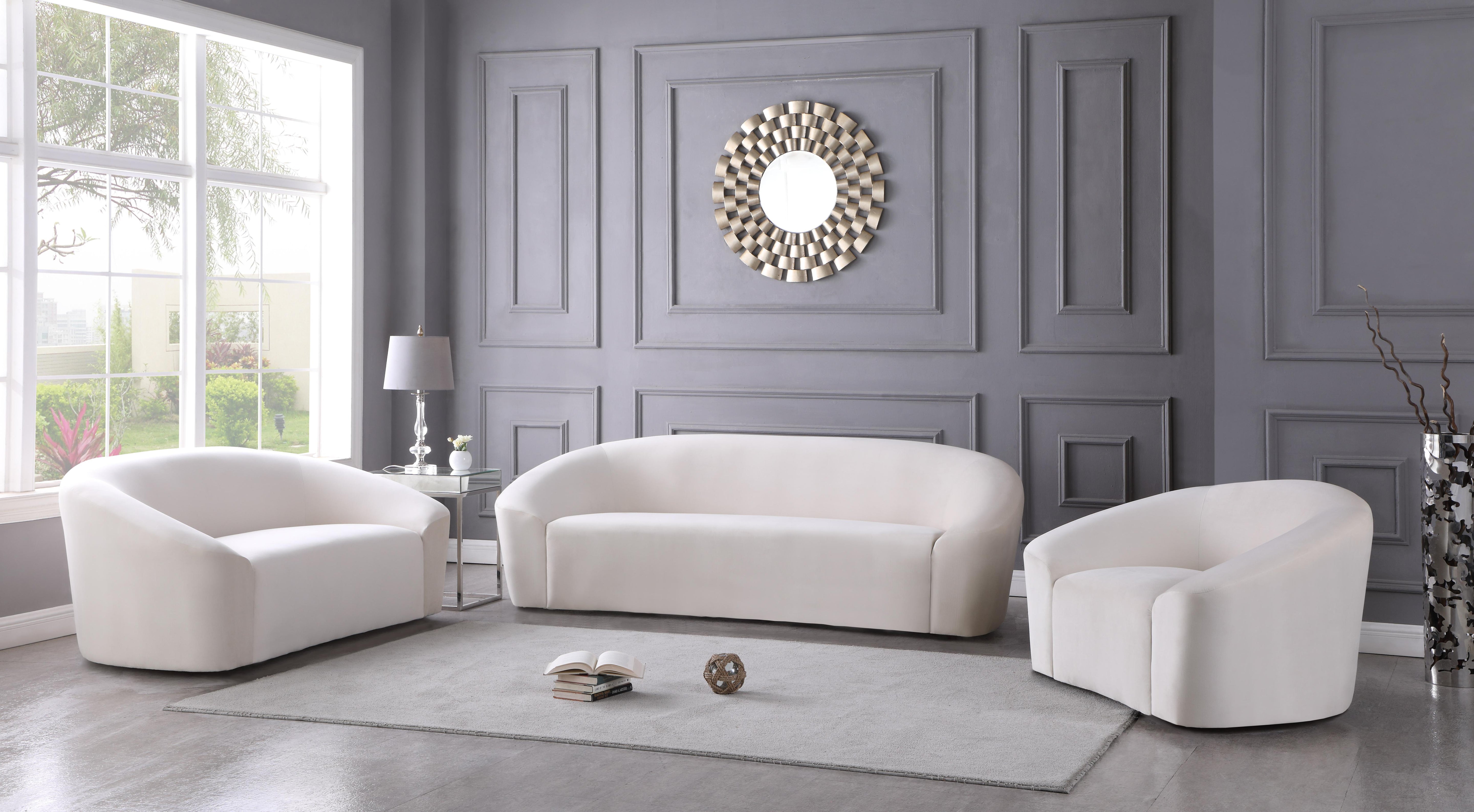 Riley Cream Velvet Sofa - Luxury Home Furniture (MI)