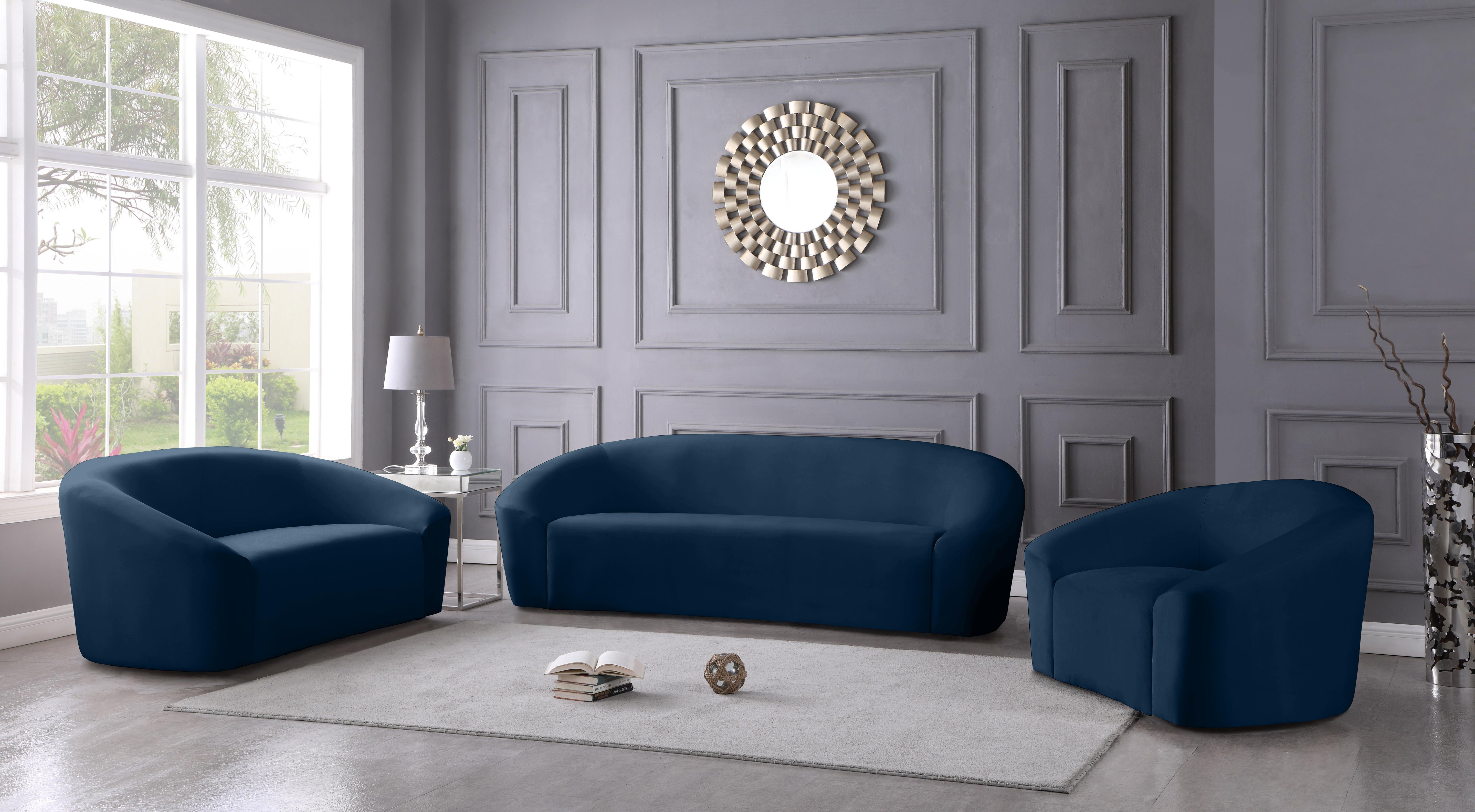 Riley Navy Velvet Sofa - Luxury Home Furniture (MI)
