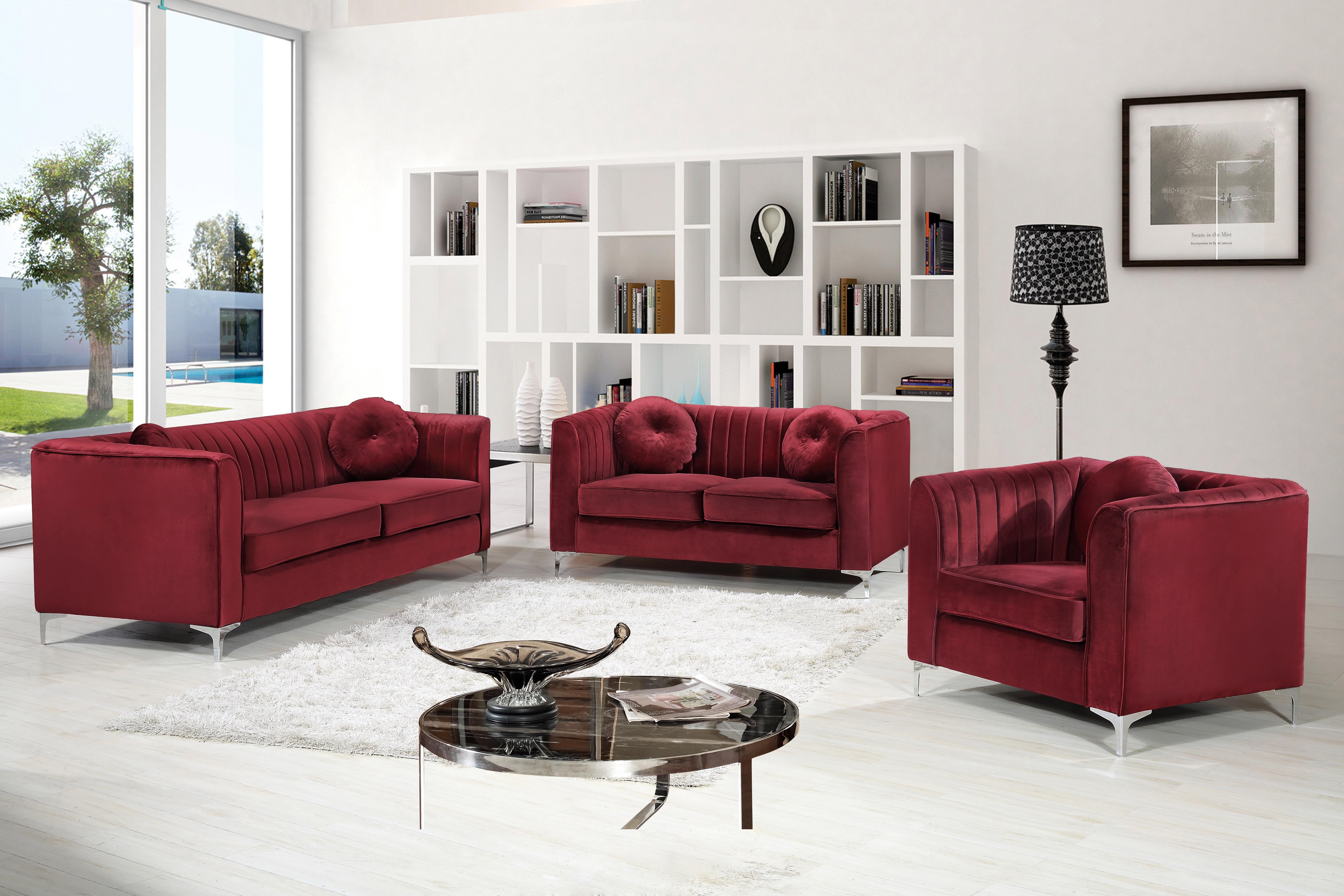 Isabelle Burgundy Velvet Sofa - Luxury Home Furniture (MI)