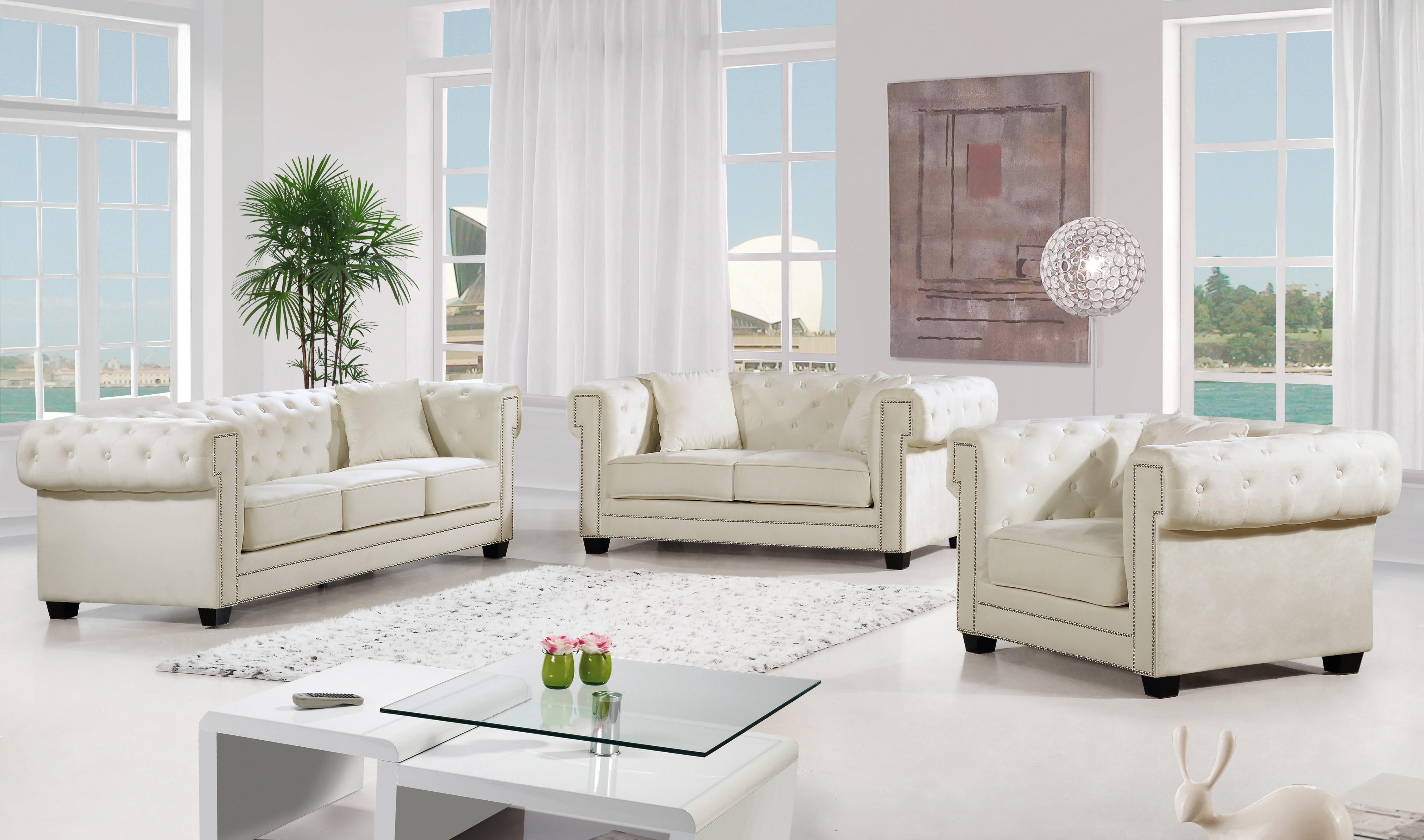 Bowery Cream Velvet Sofa - Luxury Home Furniture (MI)