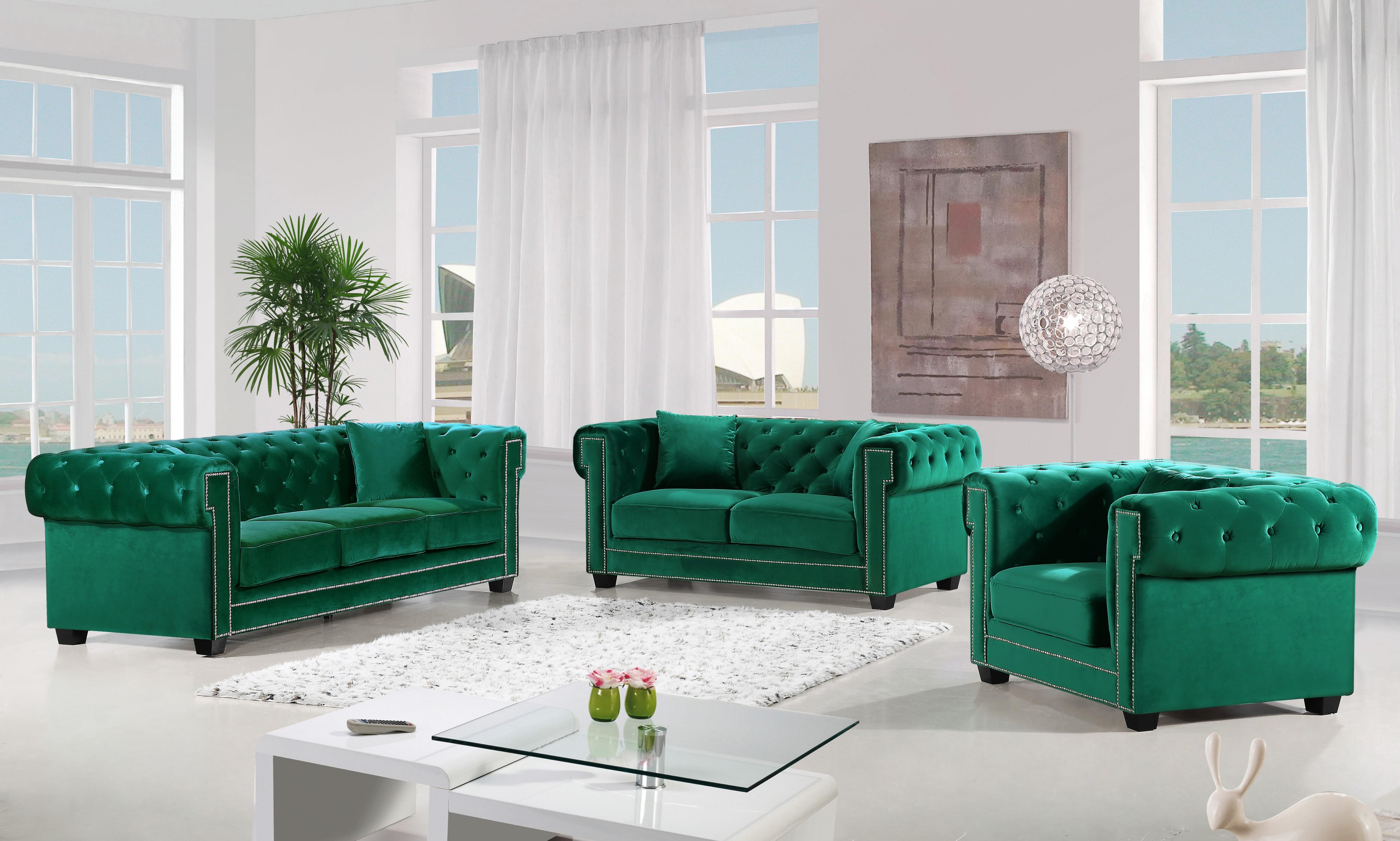 Bowery Green Velvet Sofa - Luxury Home Furniture (MI)