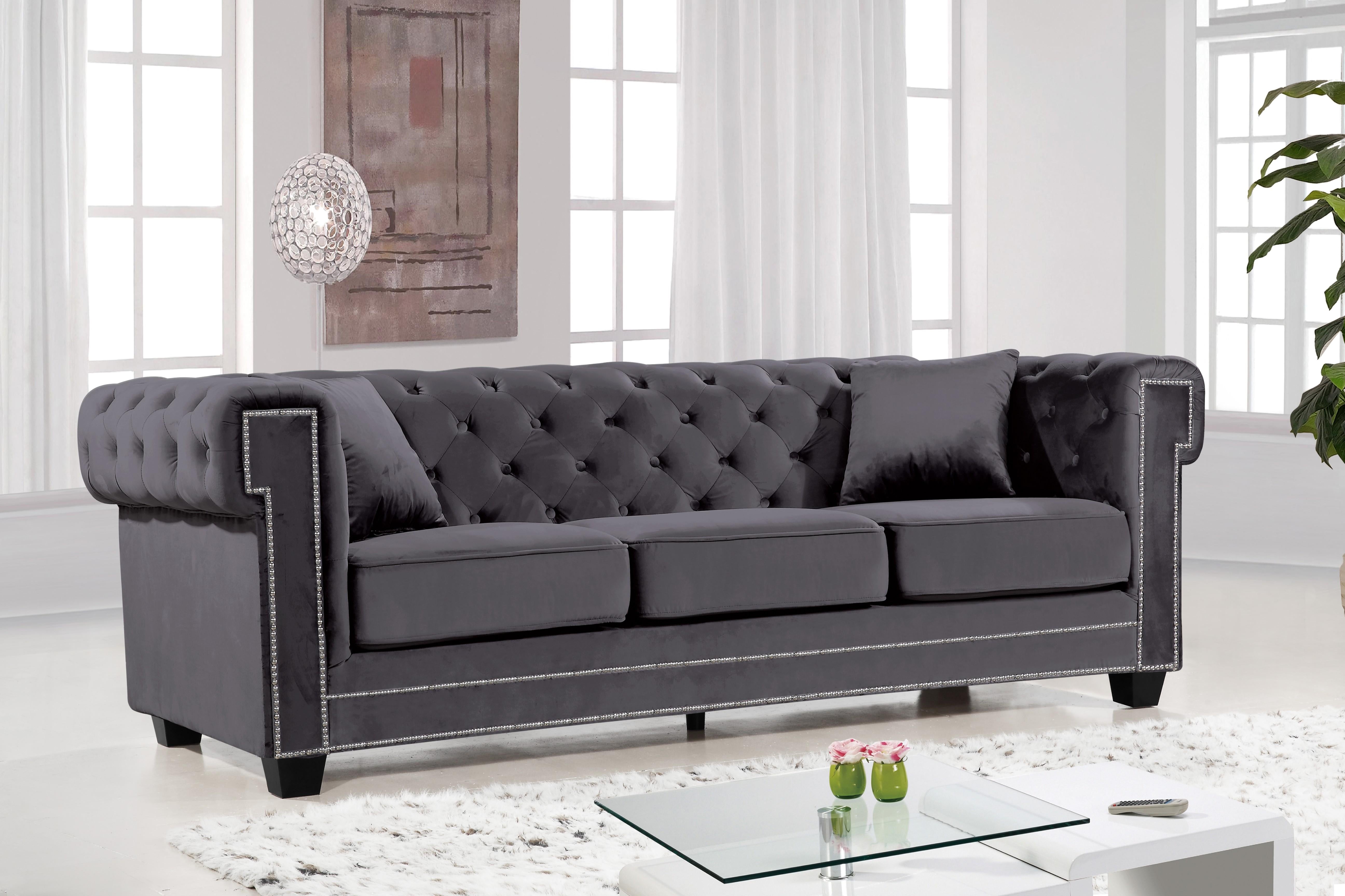 Bowery Grey Velvet Sofa - Luxury Home Furniture (MI)