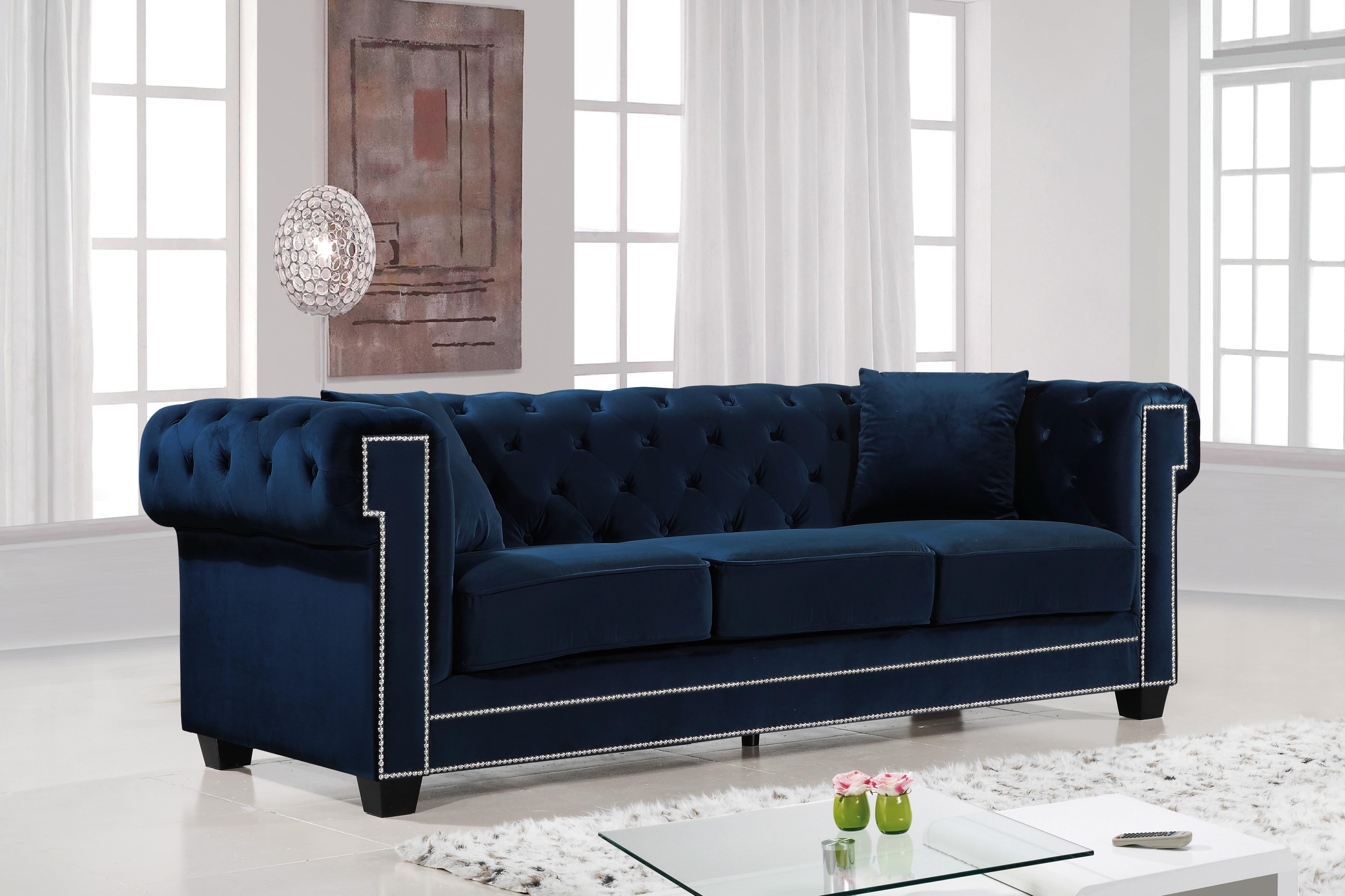 Bowery Navy Velvet Sofa - Luxury Home Furniture (MI)