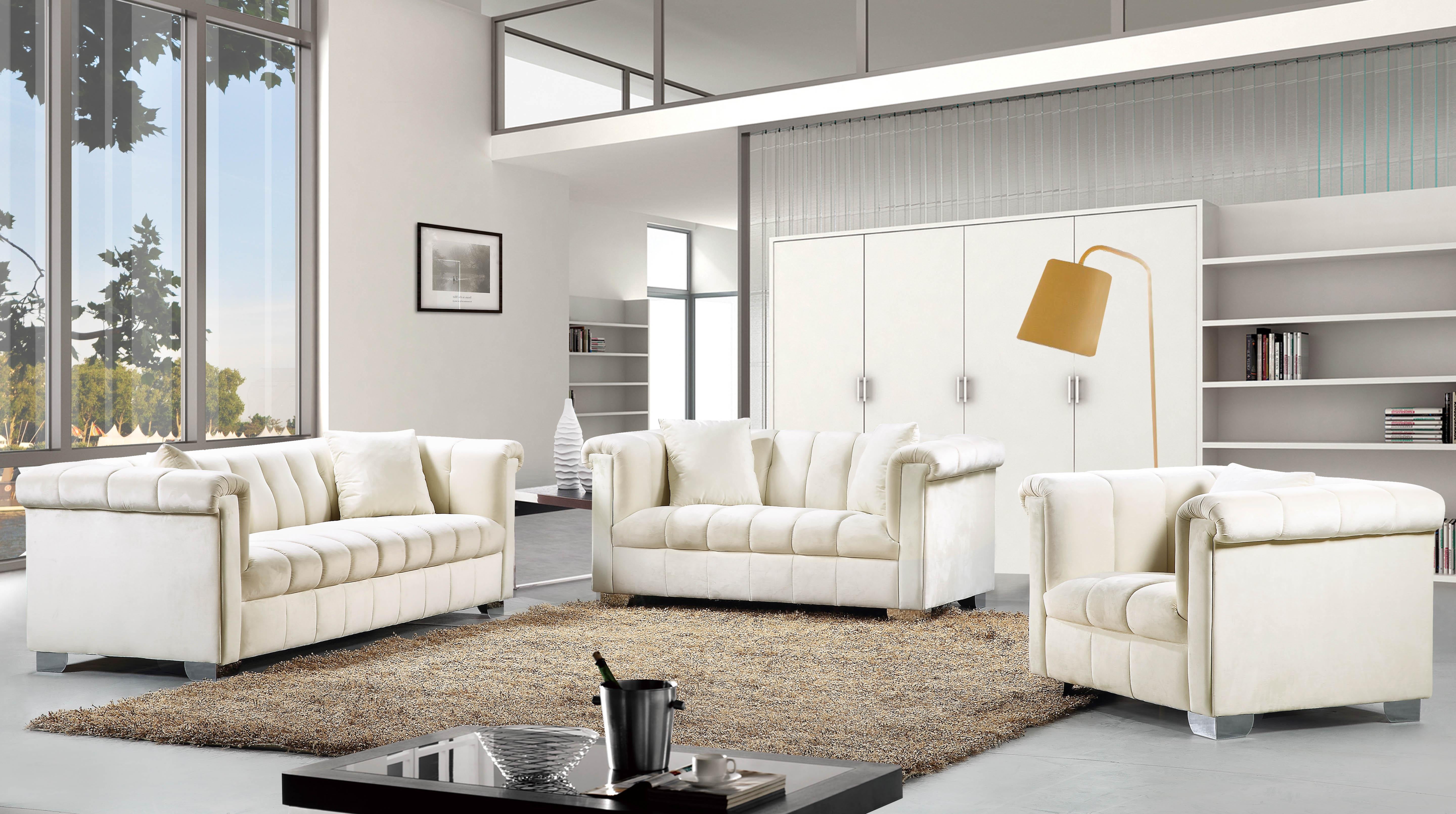 Kayla Cream Velvet Loveseat - Luxury Home Furniture (MI)