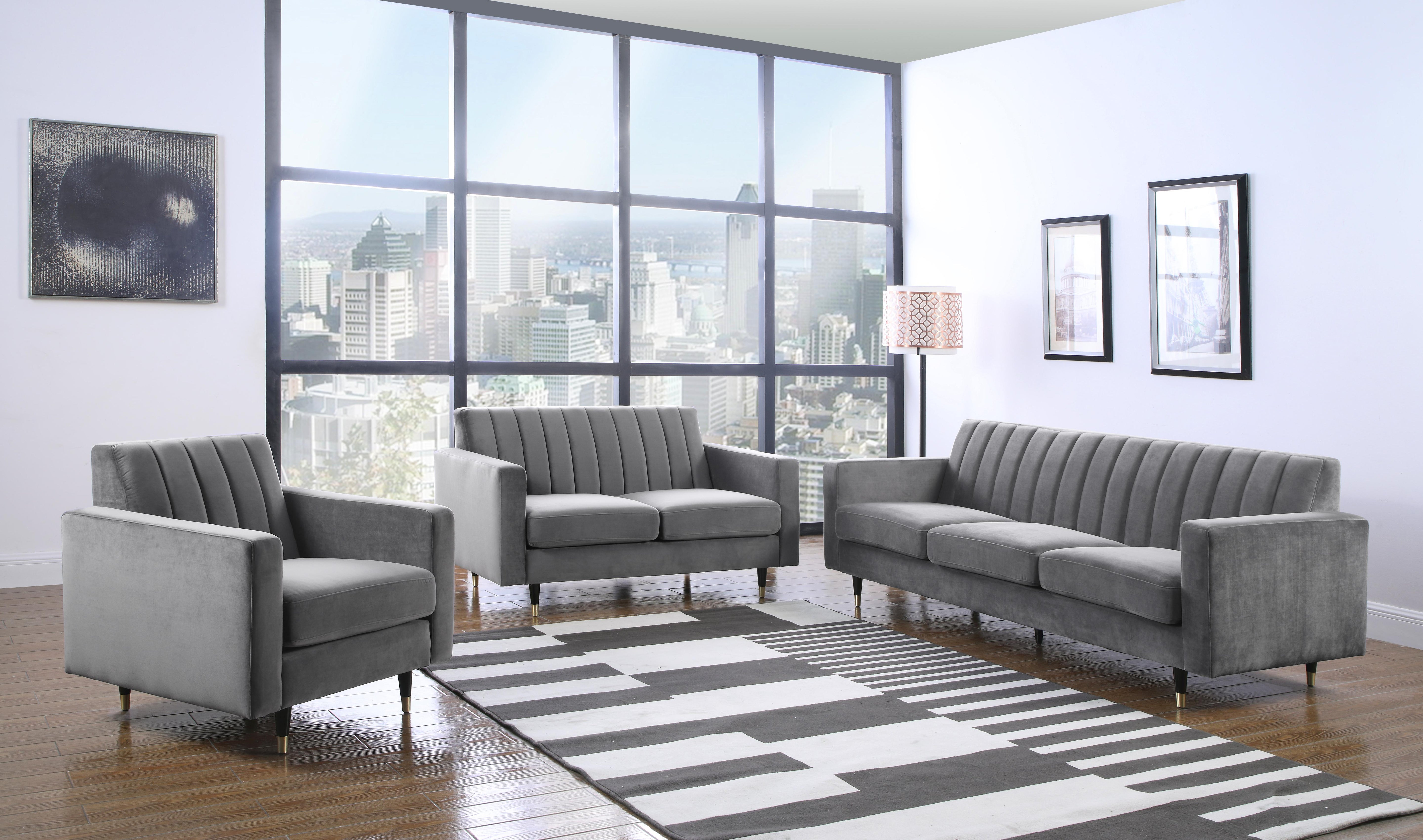 Lola Grey Velvet Loveseat - Luxury Home Furniture (MI)