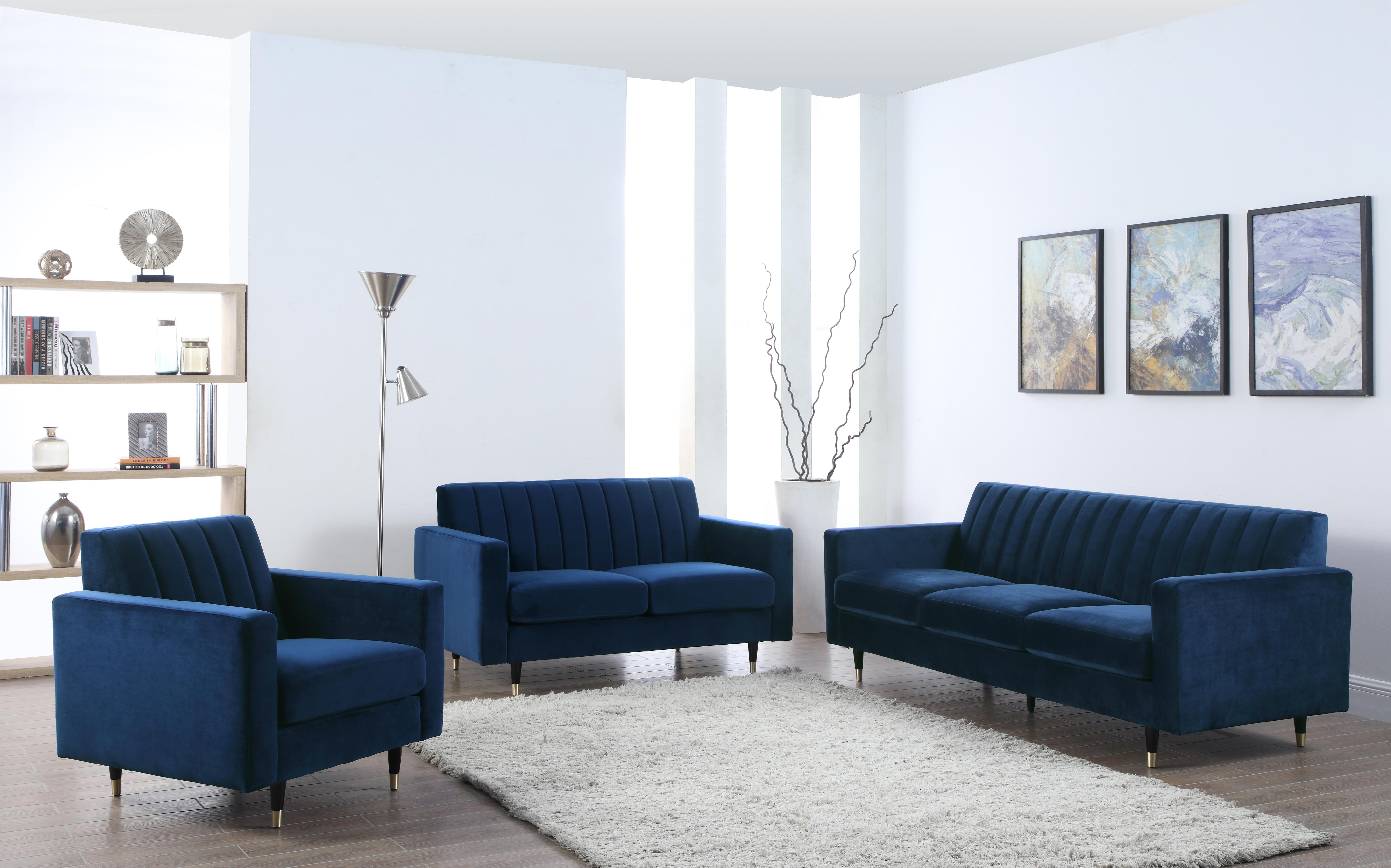 Lola Navy Velvet Sofa - Luxury Home Furniture (MI)
