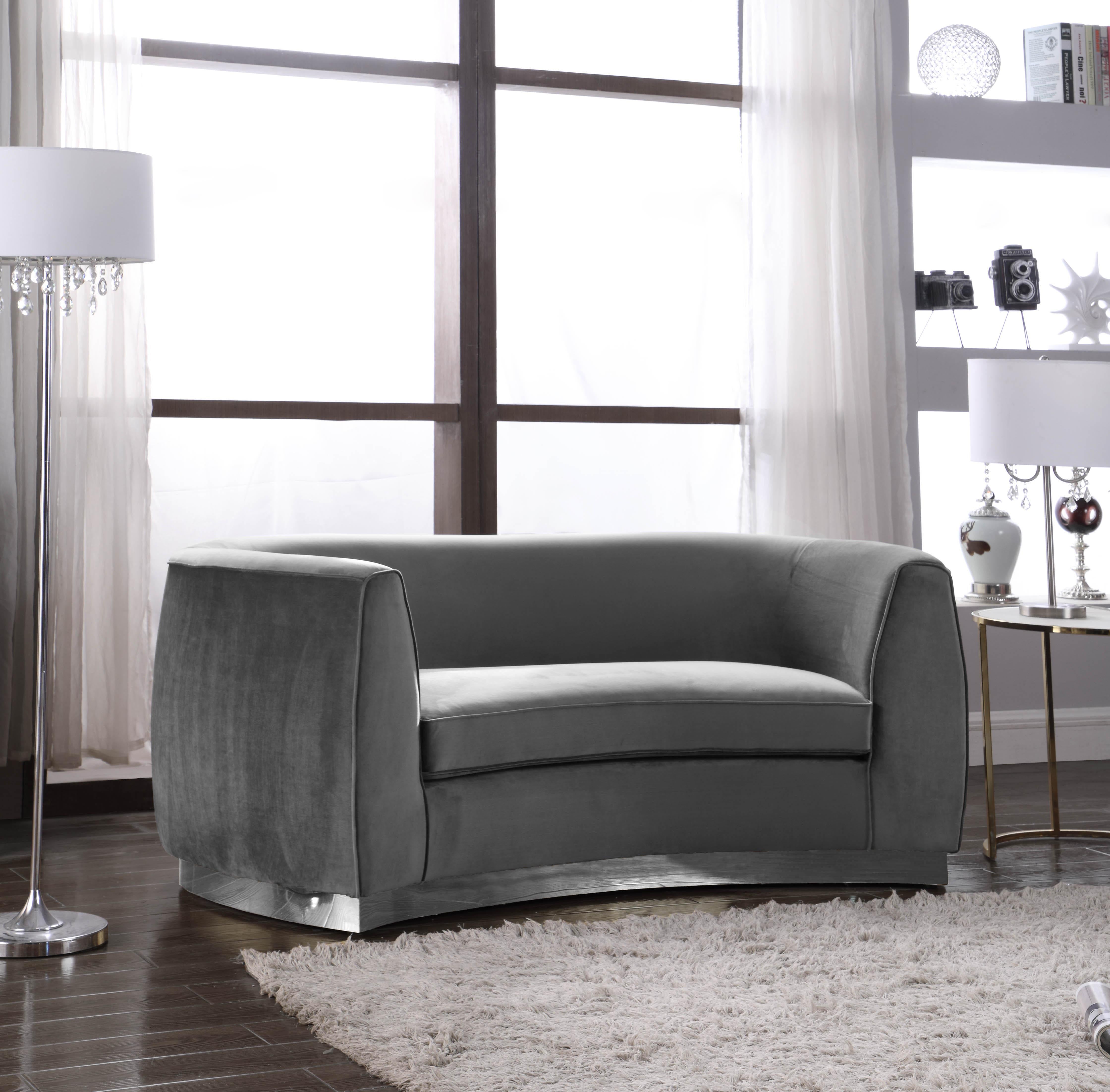 Julian Grey Velvet Loveseat - Luxury Home Furniture (MI)