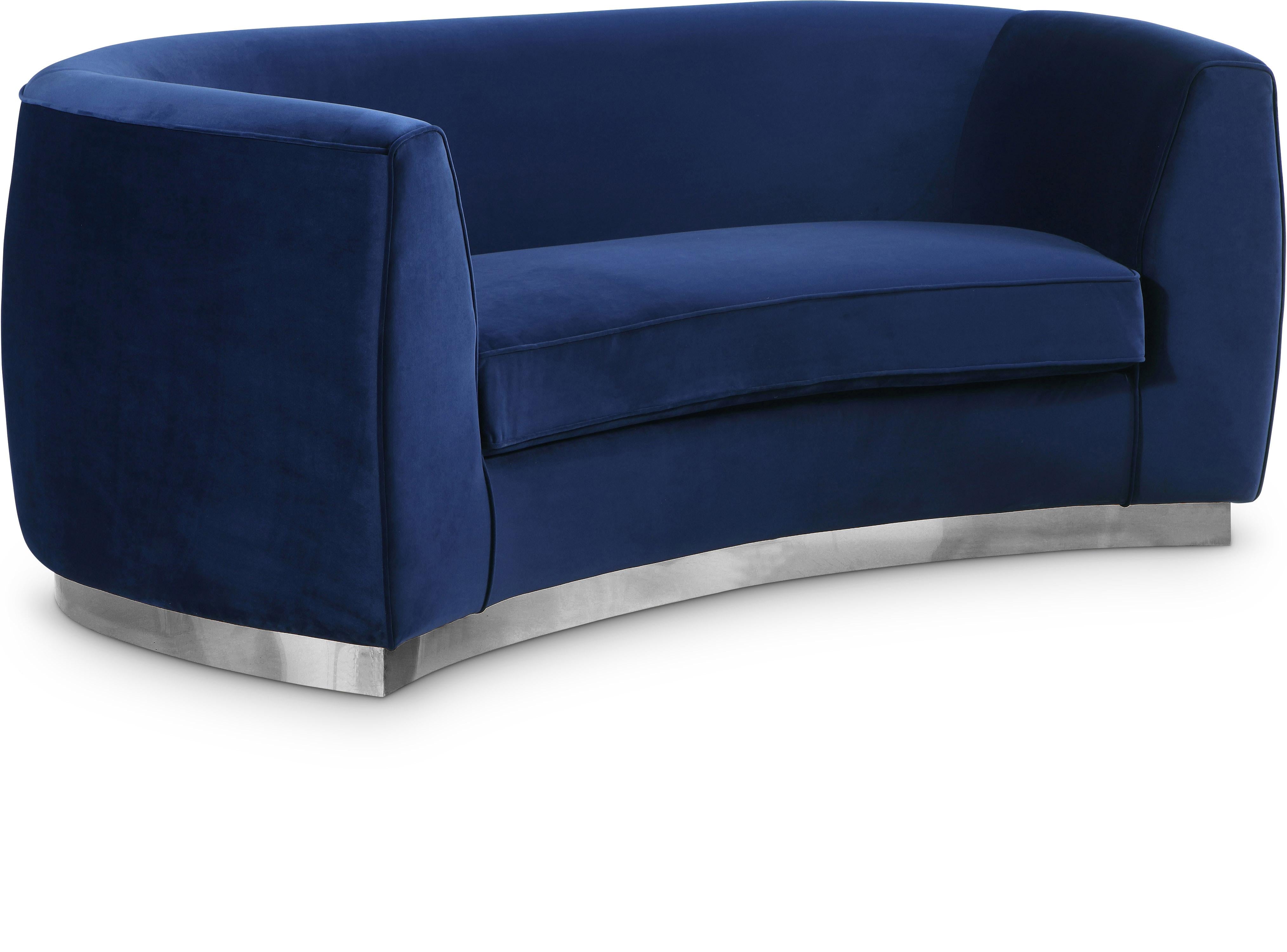 Julian Navy Velvet Loveseat - Luxury Home Furniture (MI)