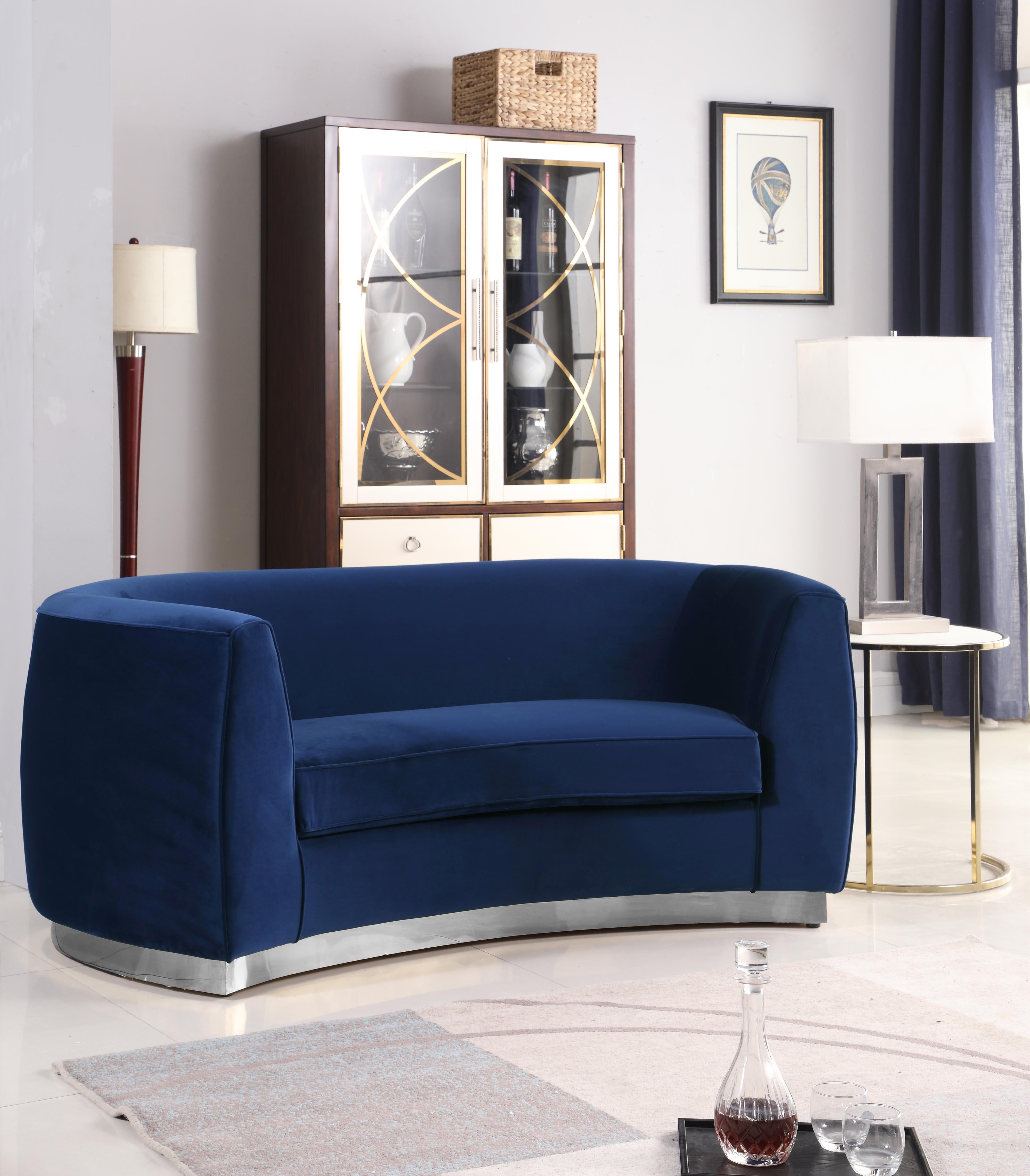 Julian Navy Velvet Loveseat - Luxury Home Furniture (MI)